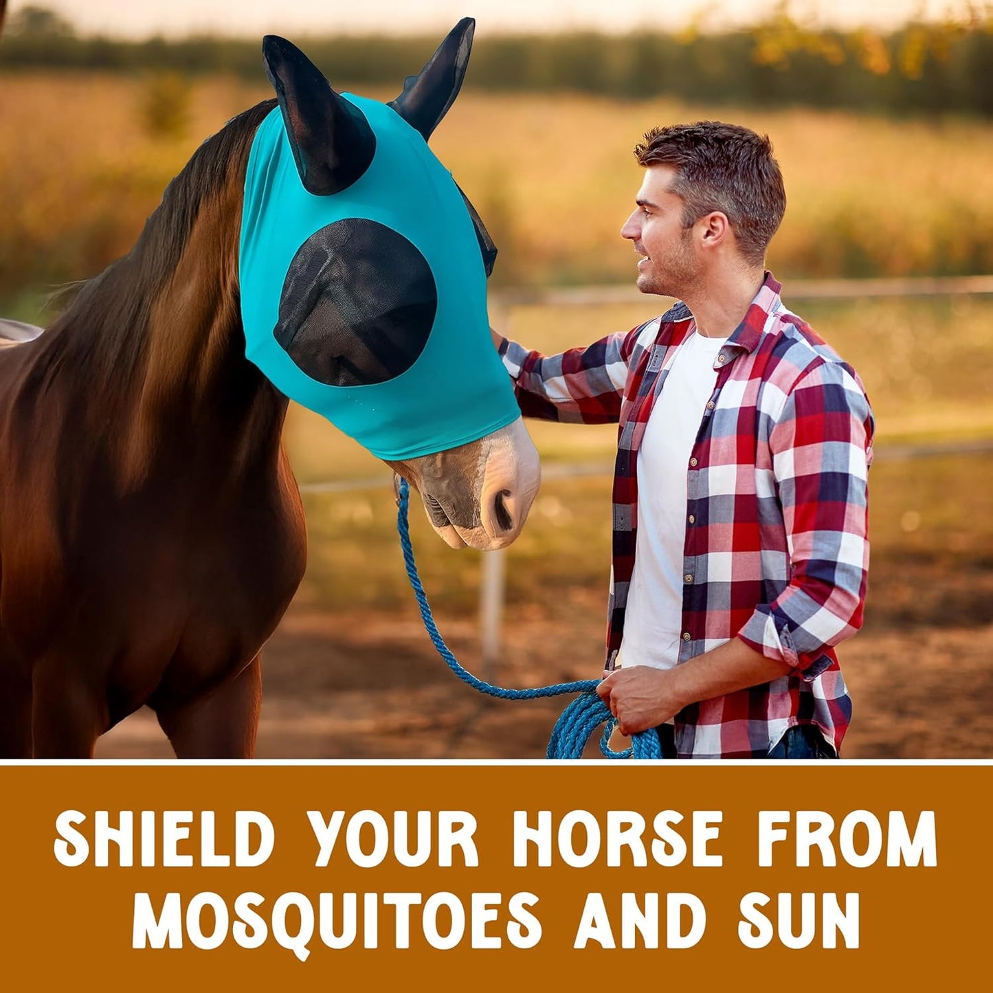 Horse Fly Mask - Arab Equine Fly Mask with Full Coverage for Eye & Ear - Stretchable UV & Sun Protection Flymask for Horses, Ponies & Mini Horses - Horse Face Cover for Pasture & Trail - Gray
