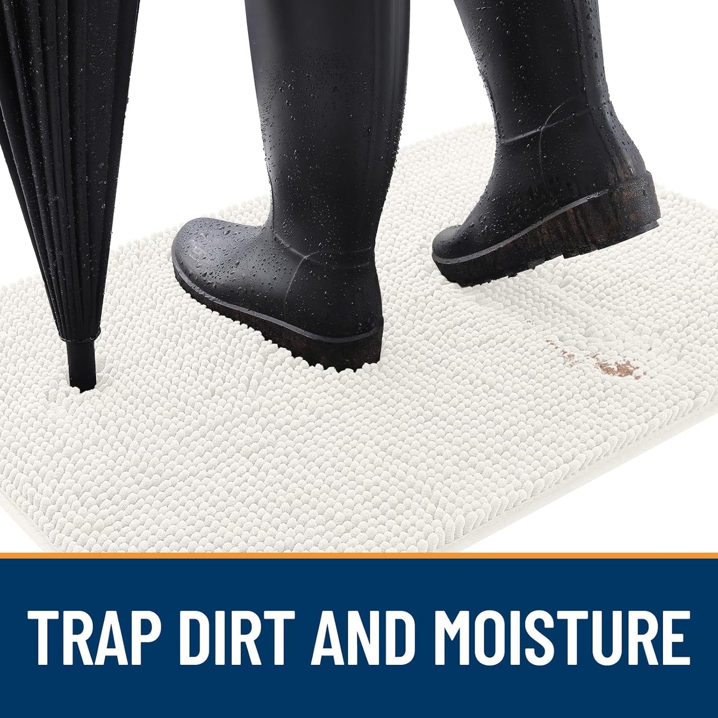 OLANLY Dog Door Mat for Muddy Paws 24x16, Absorbs Moisture and Dirt, Absorbent Non-Slip Washable Doormat, Quick Dry Chenille Mud Mat for Dogs, Entry Indoor Entryway Carpet for Inside Floor, Ivory