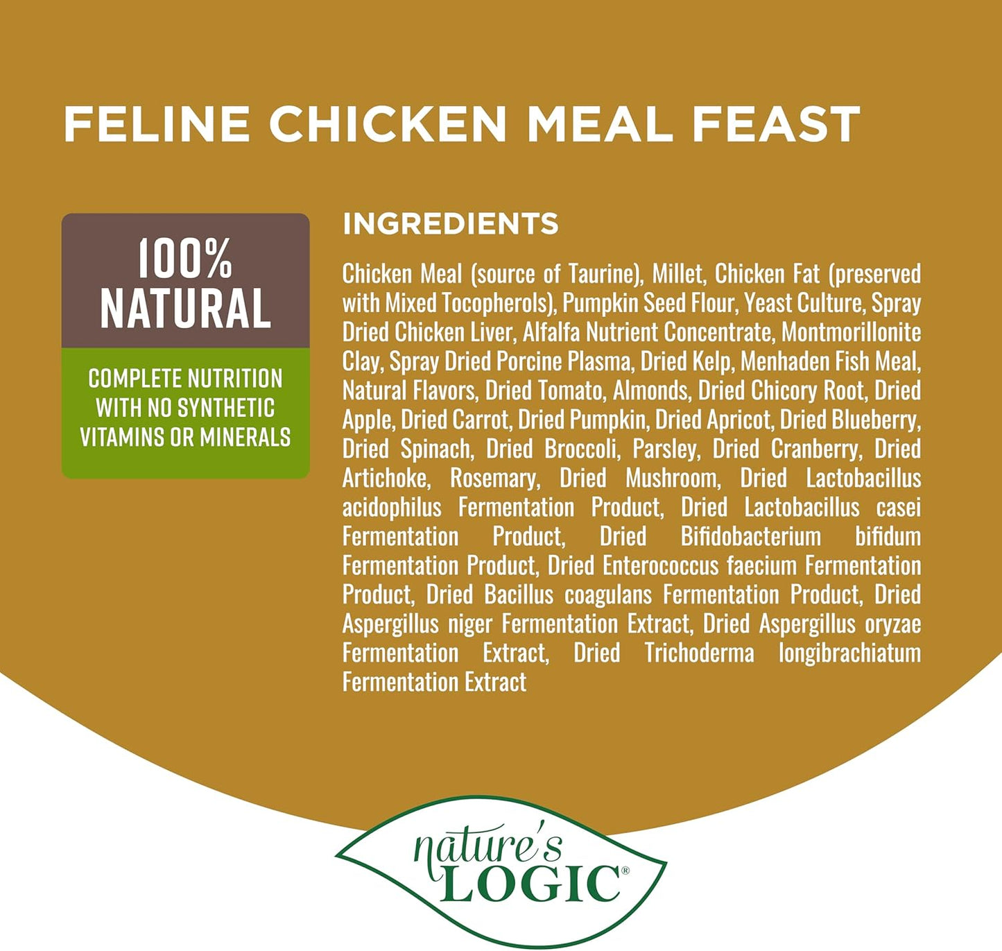 Nature's Logic Feline Chicken Meal Feast Cat Food - High-Protein Dry Food for Cats, 100% Natural Nutrition with Probiotics & Prebiotics - All Life Stages - Chicken, 15.4lbs