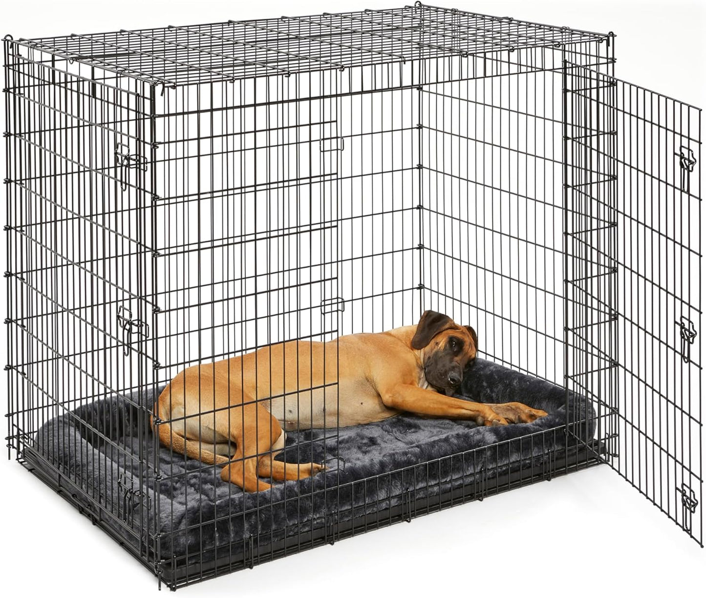 MidWest Homes for Pets Solutions Series XXL Double Door 54-Inch Dog Crate for the Largest Breeds, Sturdy Drop Pin Assembly, Black E-Coated, SL54DD