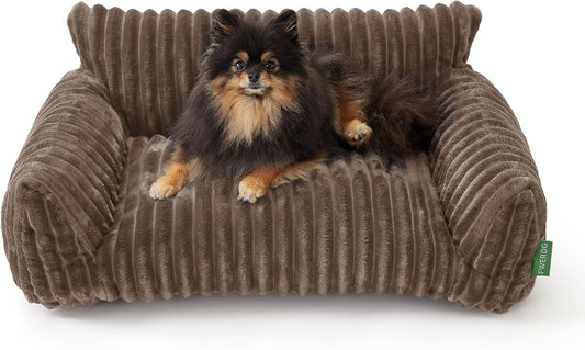 Cute Couch Bed for Pets, Supportive Cat Sofa for Indoor Cats, Medium Dog Sofa Bed for Medium Dogs, Brown, 30 inches