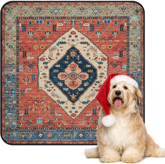 Lahome Extra-Large Washable Dog Pee Pads (72"x72") - Super Absorbent & Waterproof - Leakproof Reusable Mat for Playpens, Beds & Whelping, Convenient Cleanup,Red