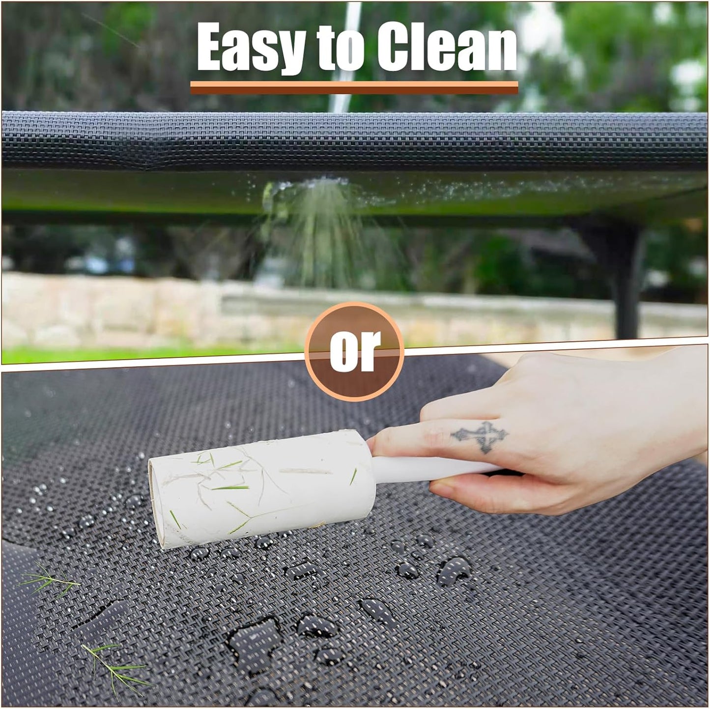 Elevated Dog Bed for Large Dogs, Raised Dog Cot Fits Up to 120 LBs, Heavy Duty Pet Cots with Durable Supportive Teslin Recyclable Washable Mesh, Indoor & Outdoor Pet Bed, Black