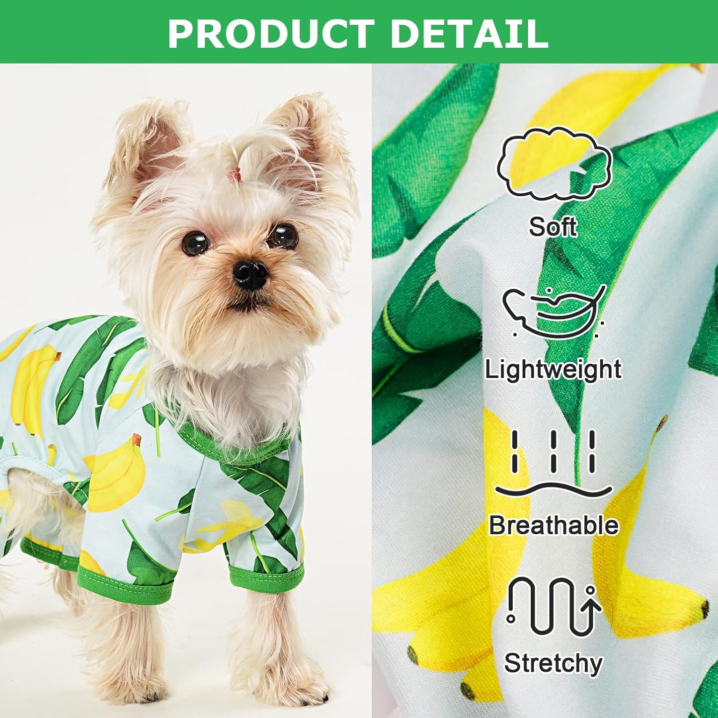 Dog Pajamas Pjs Spring Summer Dog Clothes for Small Dogs Girl - Boy - Medium Size Dogs, Soft Stretchy Puppy Clothes Doggie Onesies Cat Pet Jammies Outfit (Banana, XX-Large)