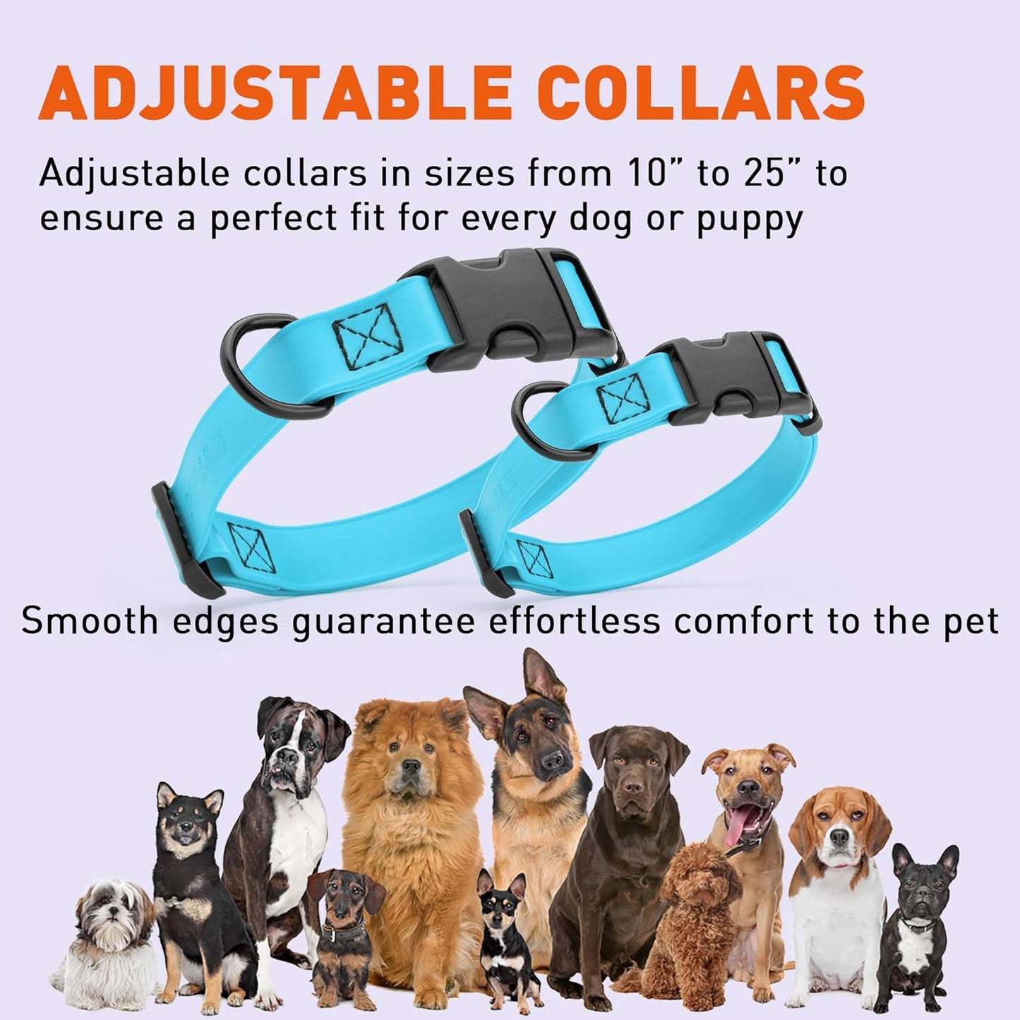 Dogline Biothane Waterproof Dog Collar with Quick Release Buckle Strong Coated Nylon Webbing with Odor- Proof for Easy Care Easy to Clean Fits Small Medium Large Dogs, Cyan Blue 3/4" W 12-19" L