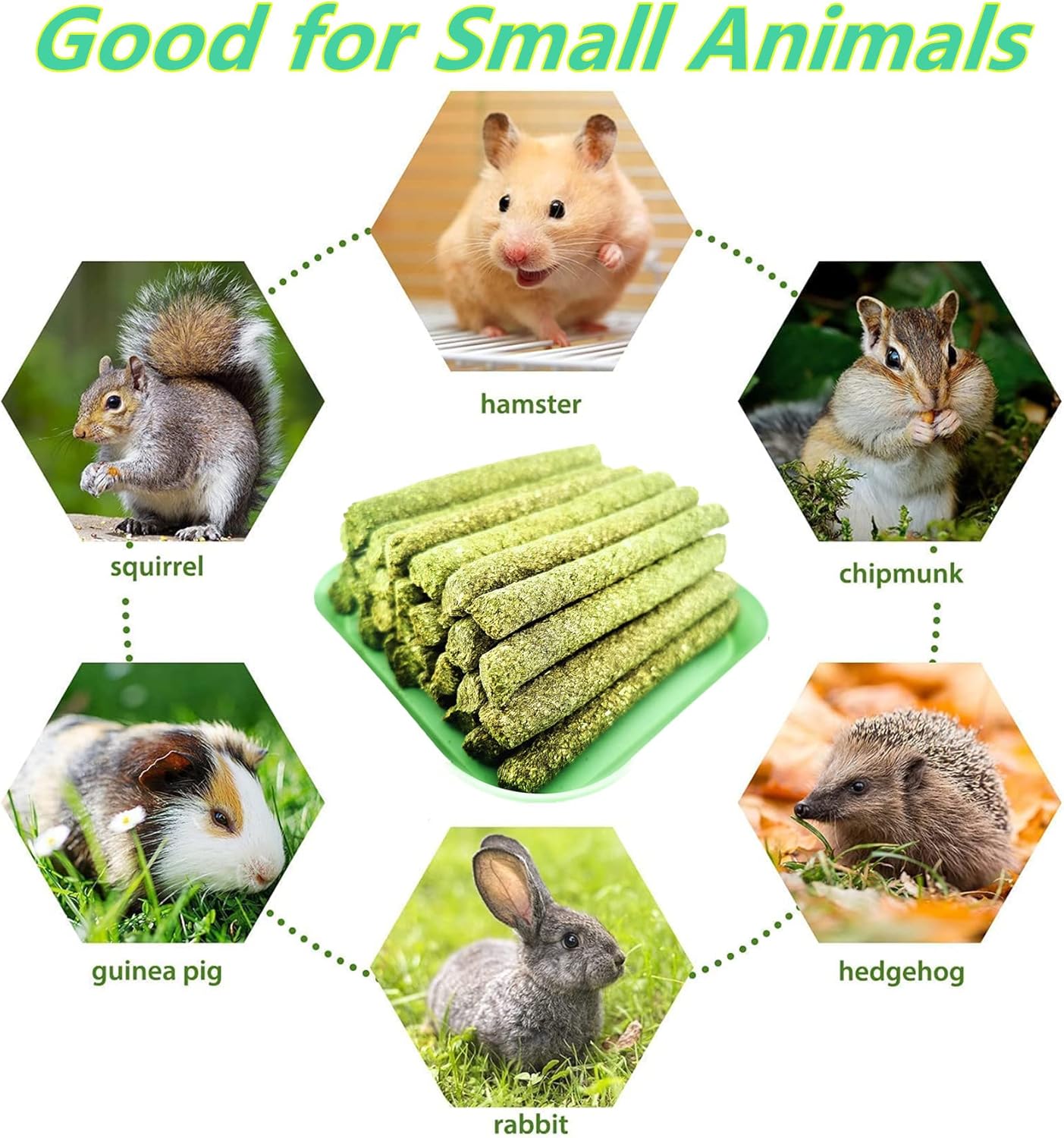 Rabbit Toys,Timothy Hay Stick for Guinea Pig Toy Bunny Chew Toys for Teeth Grinding Hamster Alfalfa Bite Treat Rabbit Molar Food Snack for Pet Rat Chinchilla Squirrel Gerbil-120PCS