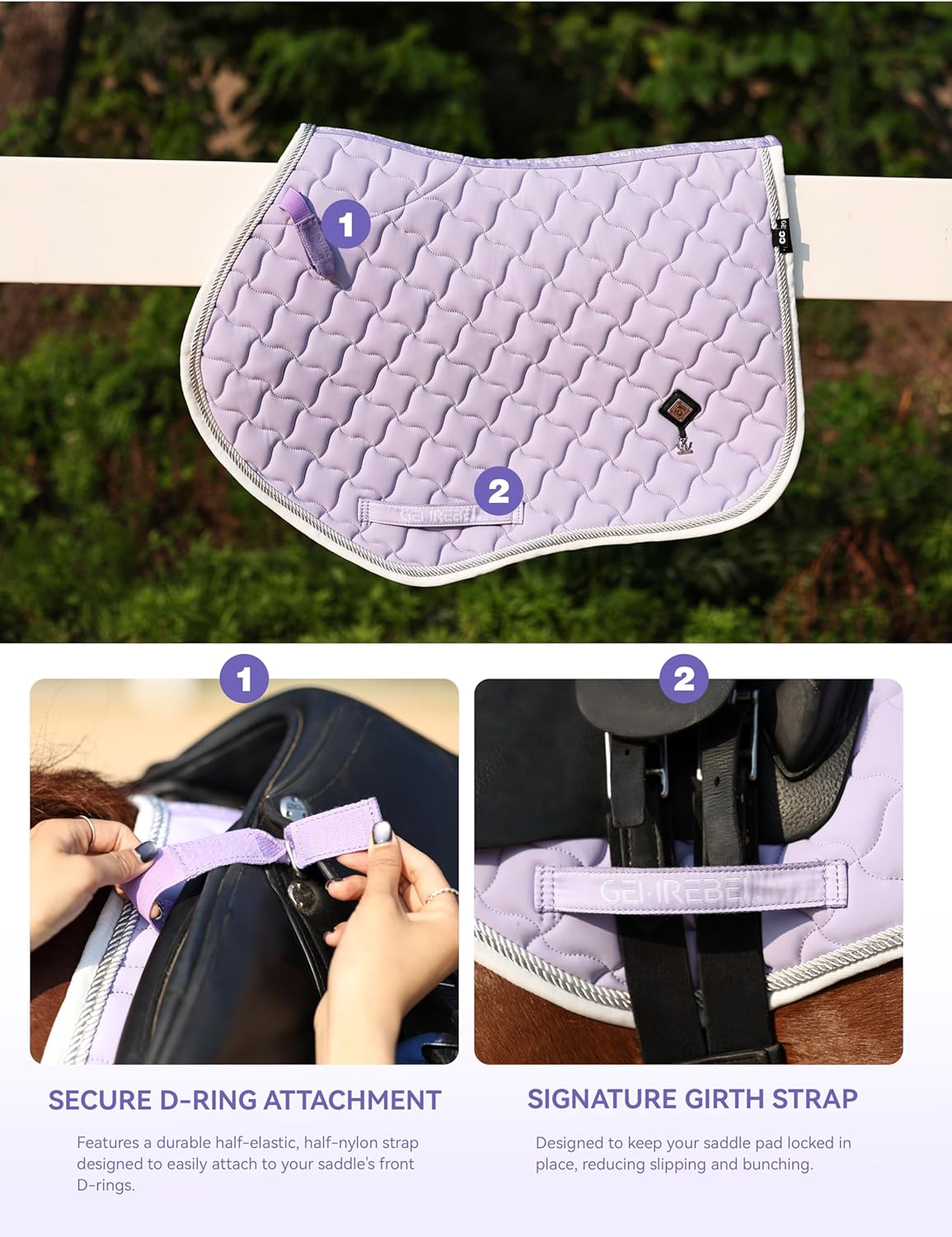 Close Contact Non-Slip Design Horse Riding Pad Moisture-Wicking Shock Absorbing English Saddle Pad for Horses
