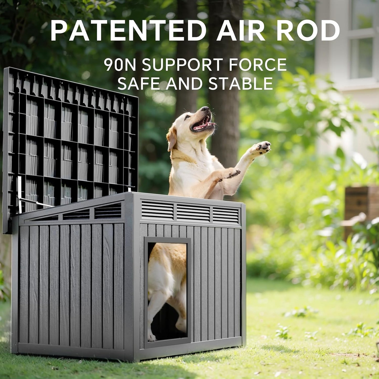 DRATO Dog House for Both Indoor and Outdoor with Weatherproof Roof Removable Floors for Medium to Large Dogs Interior Space (Gray, Medium(32.2 * 25.12 * 24.13''))