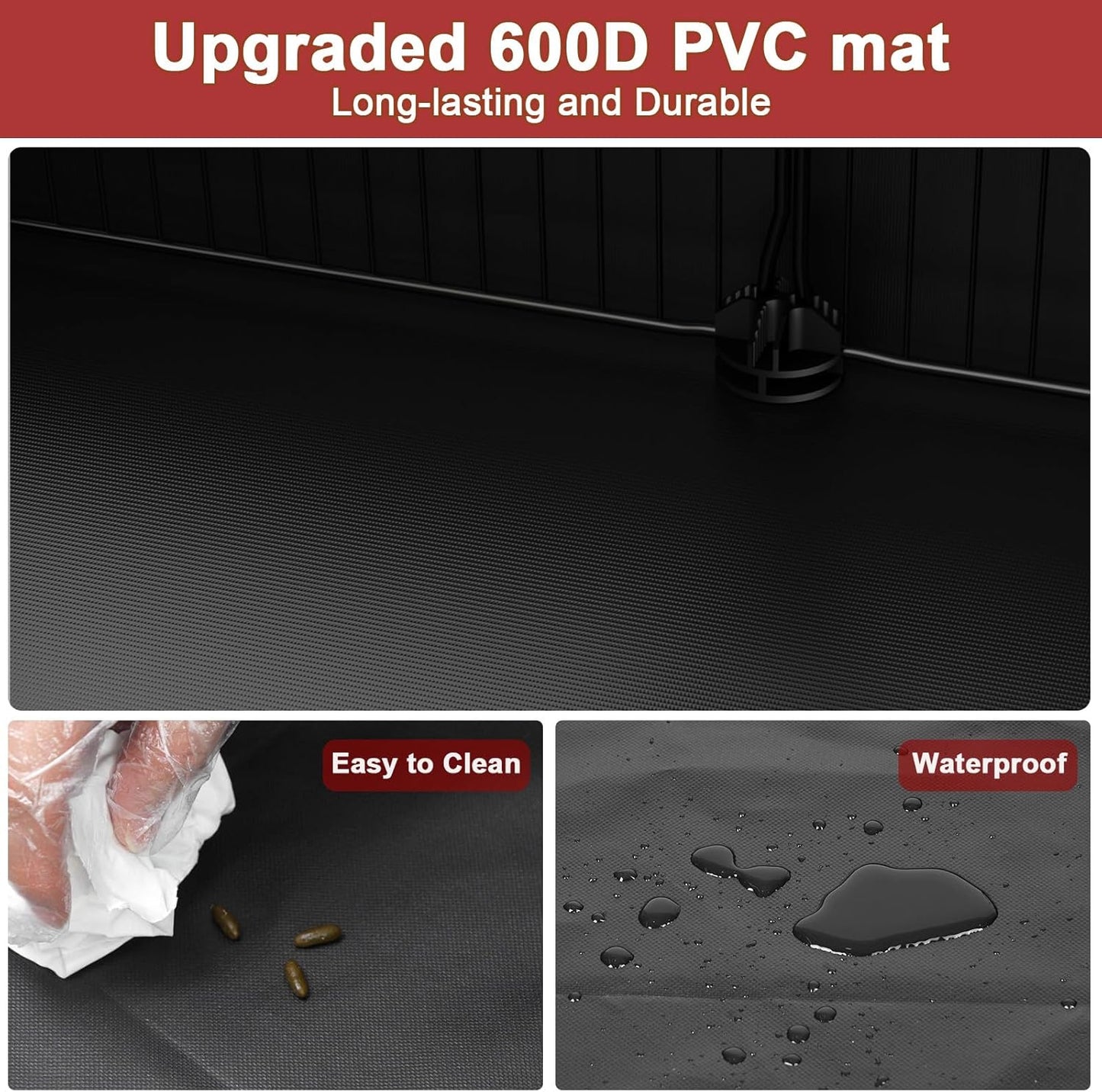 Tresbro Guinea Pig Playpen with 14 Panels & Divided Room, Triple Fixing Measures Small Animal Cage with Waterproof PVC Liner & One-Motion Hooks, Rabbit, Bunny, C&C Grids Cage 48 x 24 x 16 Inches