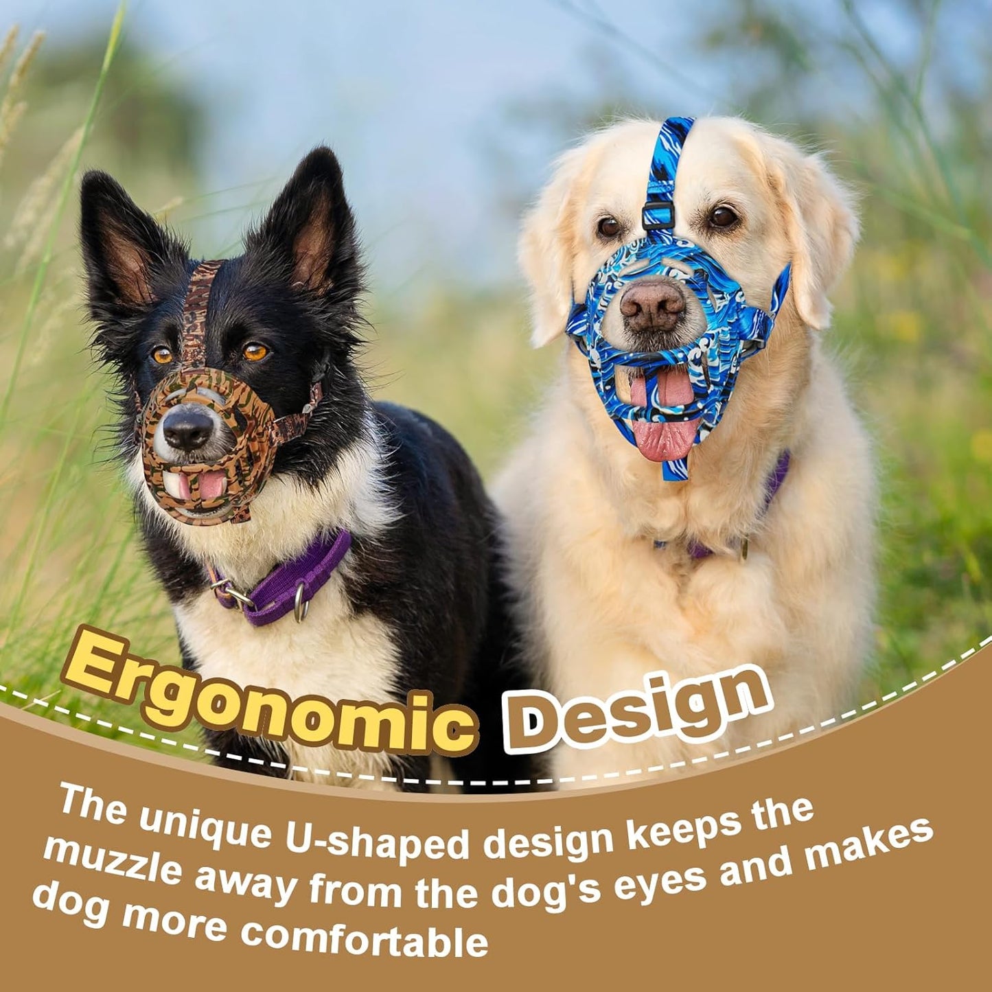 Basket Muzzle to Prevent Biting, Dog Muzzle for Large Medium Small Dogs Allows Panting Drinking Anti Chewing, Perfect for Grooming Trimming Training and Aggressive Reactive Dogs (Brown, Size 5)