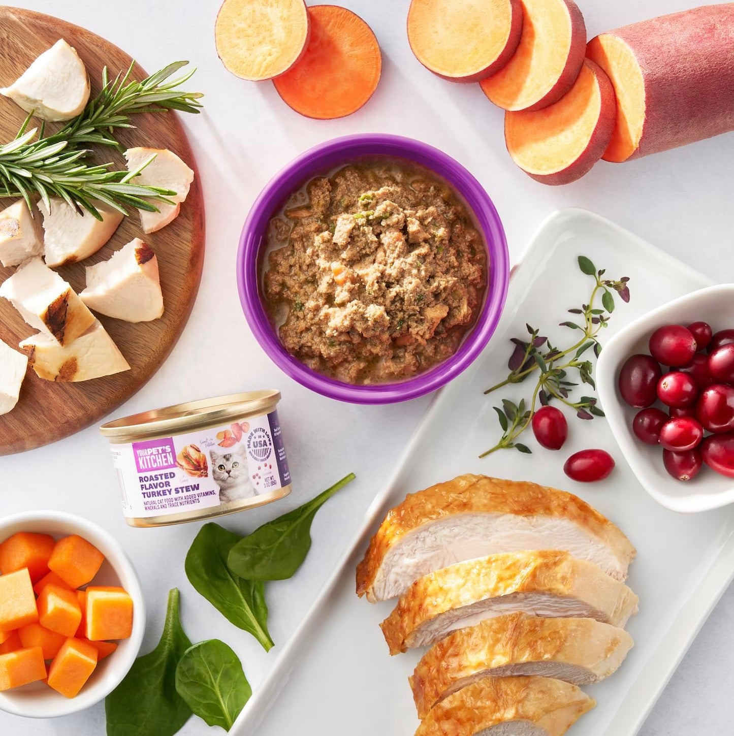 YOUR PET'S KITCHEN Canned Wet Cat Food, Roasted Flavor Turkey Stew - 3 oz Cans (Pack of 24), Made in The USA with Real Turkey