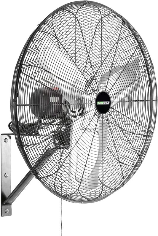 OEMTOOLS 24-Inch Wall Mount Fan, 90° Oscillating Fan 6500 CFM Max, 3 Speed Motor, Use in Garage, Gym, Warehouse, Factory and Jobsite