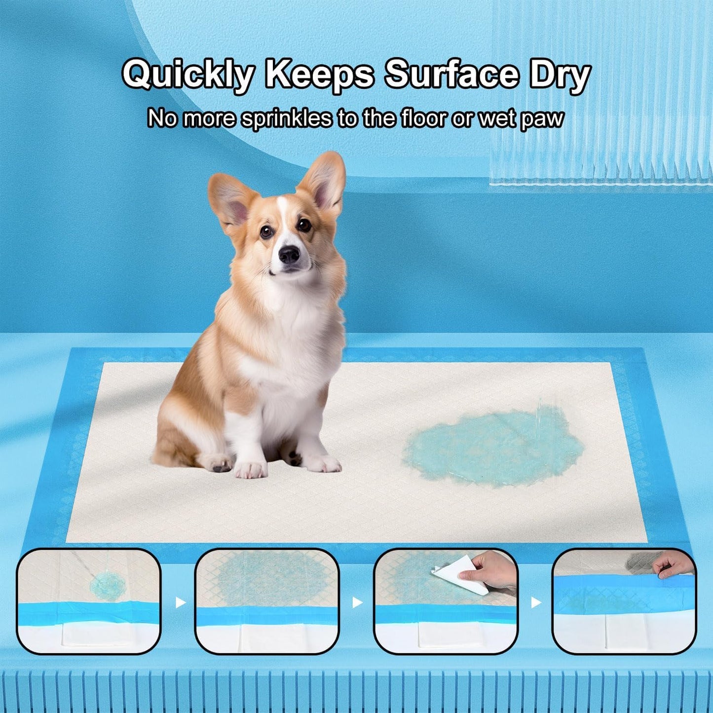 Gardner Pet Ultra Absorbent Thicker Dog Pee Pads Extra Large XL 28"x34" Leak-Proof Odor-Control Blue Puppy Training Pads Full Edge-Wrapping Pad for Dogs Dogs, Puppies, Doggie, Cats, Rabbits - 18 Ct