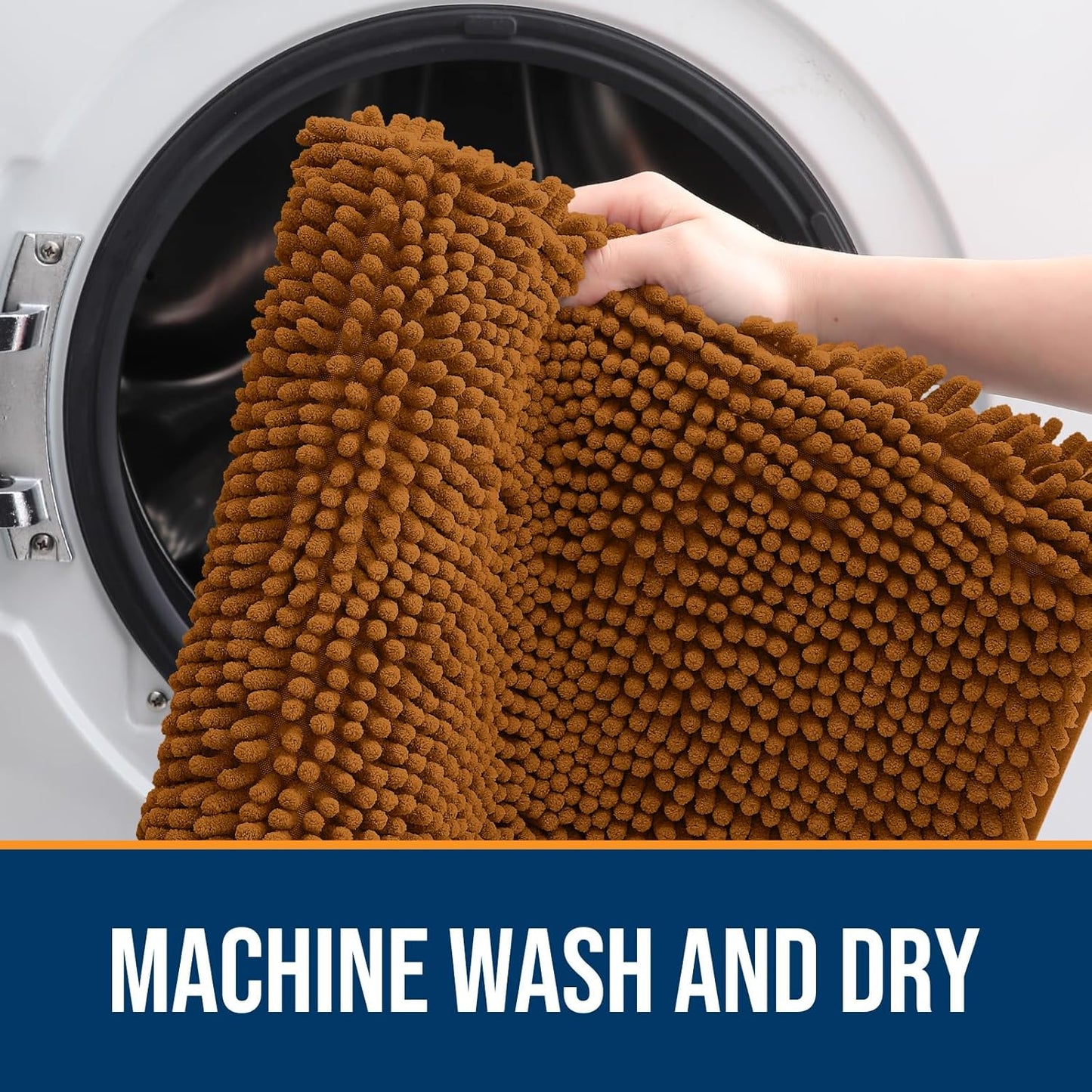 OLANLY Dog Door Mat for Muddy Paws 44x24, Absorbs Moisture and Dirt, Absorbent Non-Slip Washable Doormat, Quick Dry Chenille Mud Mat for Dogs, Entry Indoor Entryway Carpet for Inside Floor, Ochre