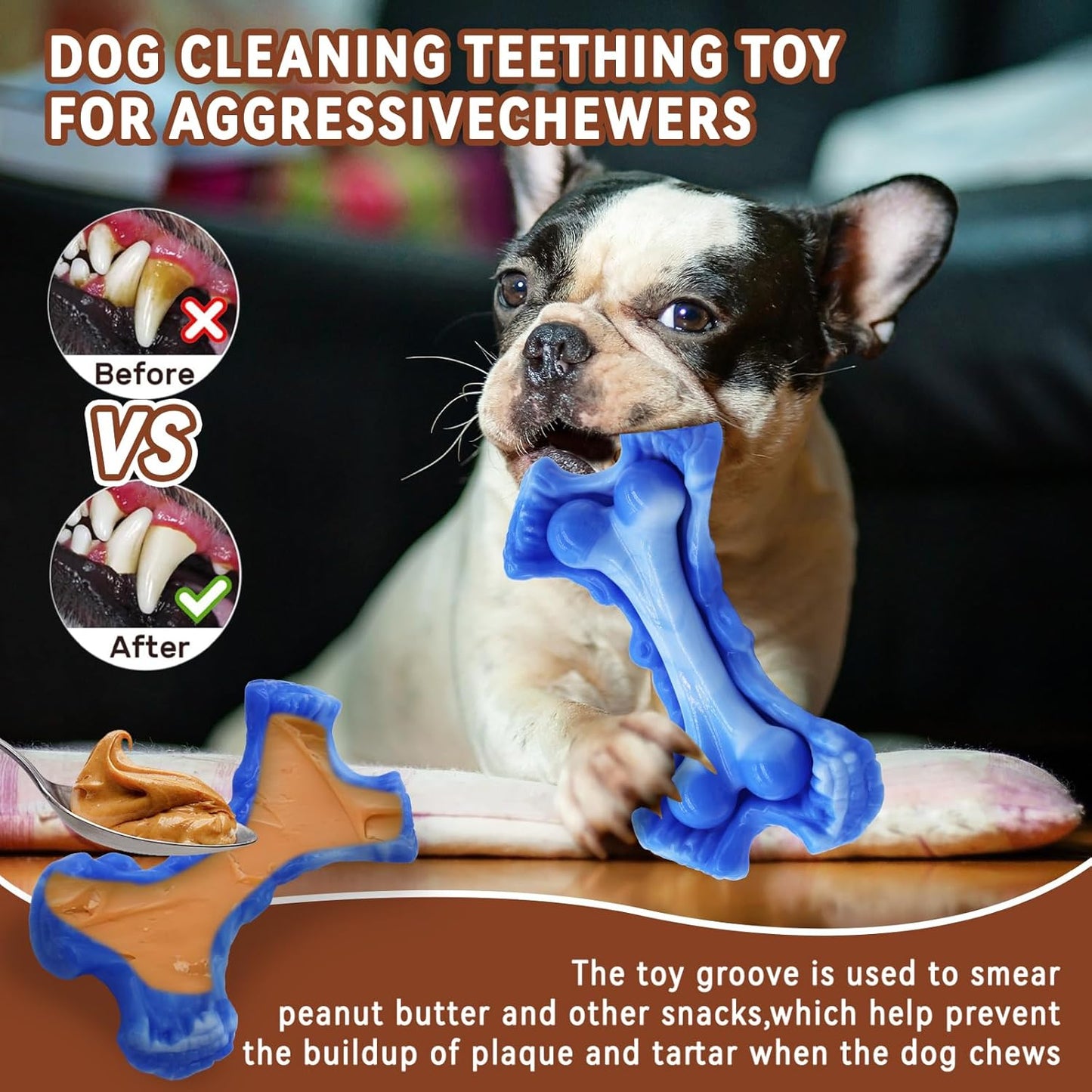Magicorange Tough Dog Toys, Chew Toys for Aggressive Chewers, Dog Bone Toy Nylon Almost Indestructible Dogs Toy for Teeth Cleaning and Training (Blue)