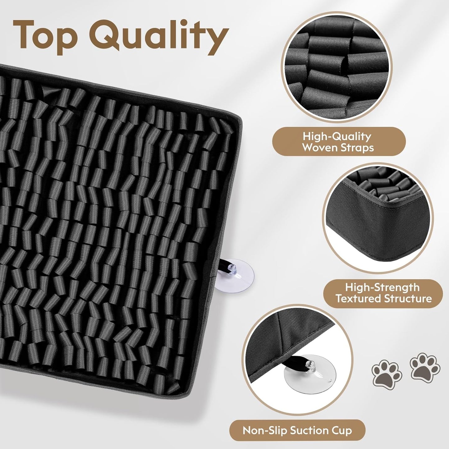 Snuffle Mat for Dogs, Dog Puzzle Mat, Interactive Dog Toys for Enrichment,Sniff Mats with Non-Slip Backing,Suitable for Breeds and Sizes of Dogs (Black, 17" X 15")