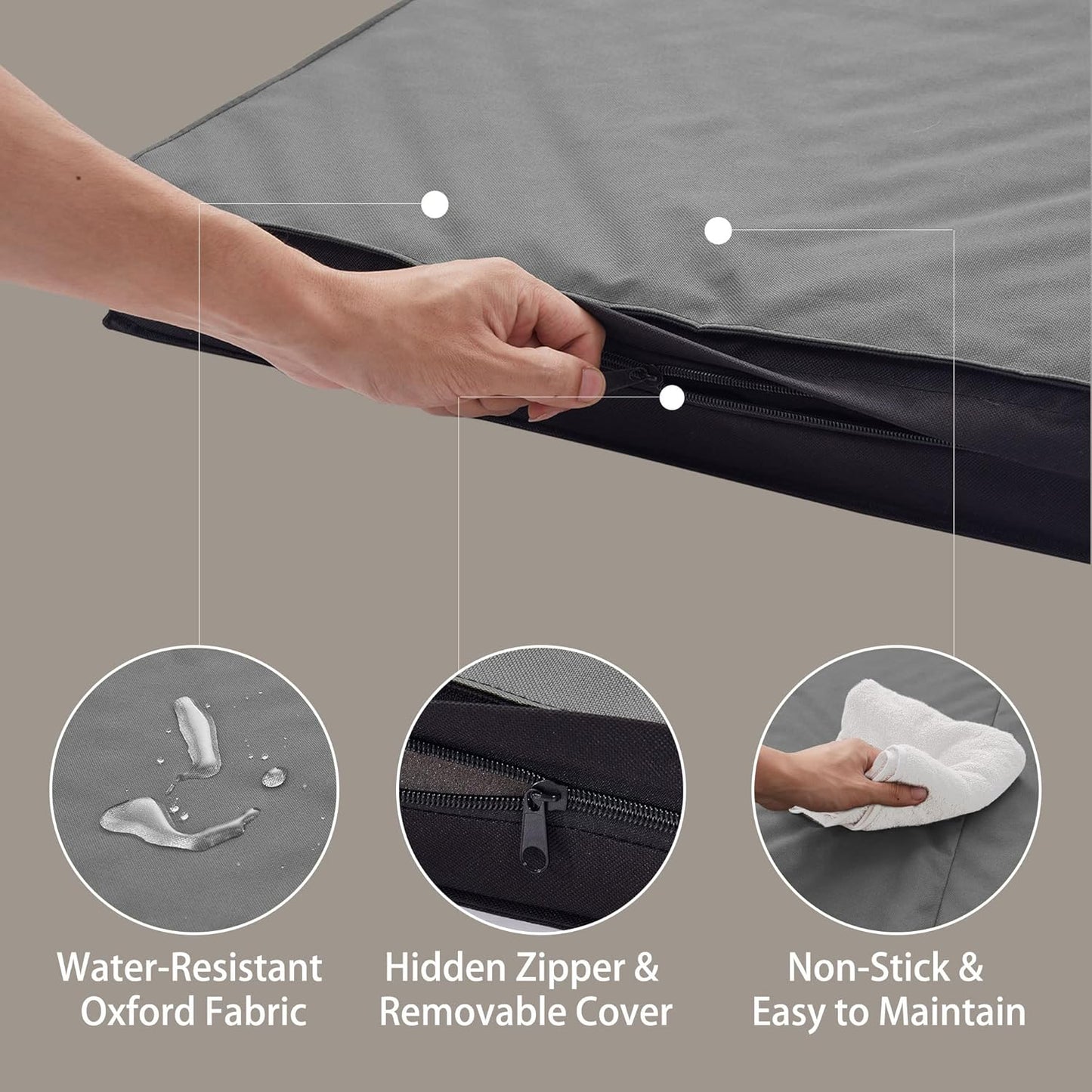 Outdoor Dog Bed for Large Dogs, Waterproof & Washable, Foldable & Orthopedic, 41" All Weather