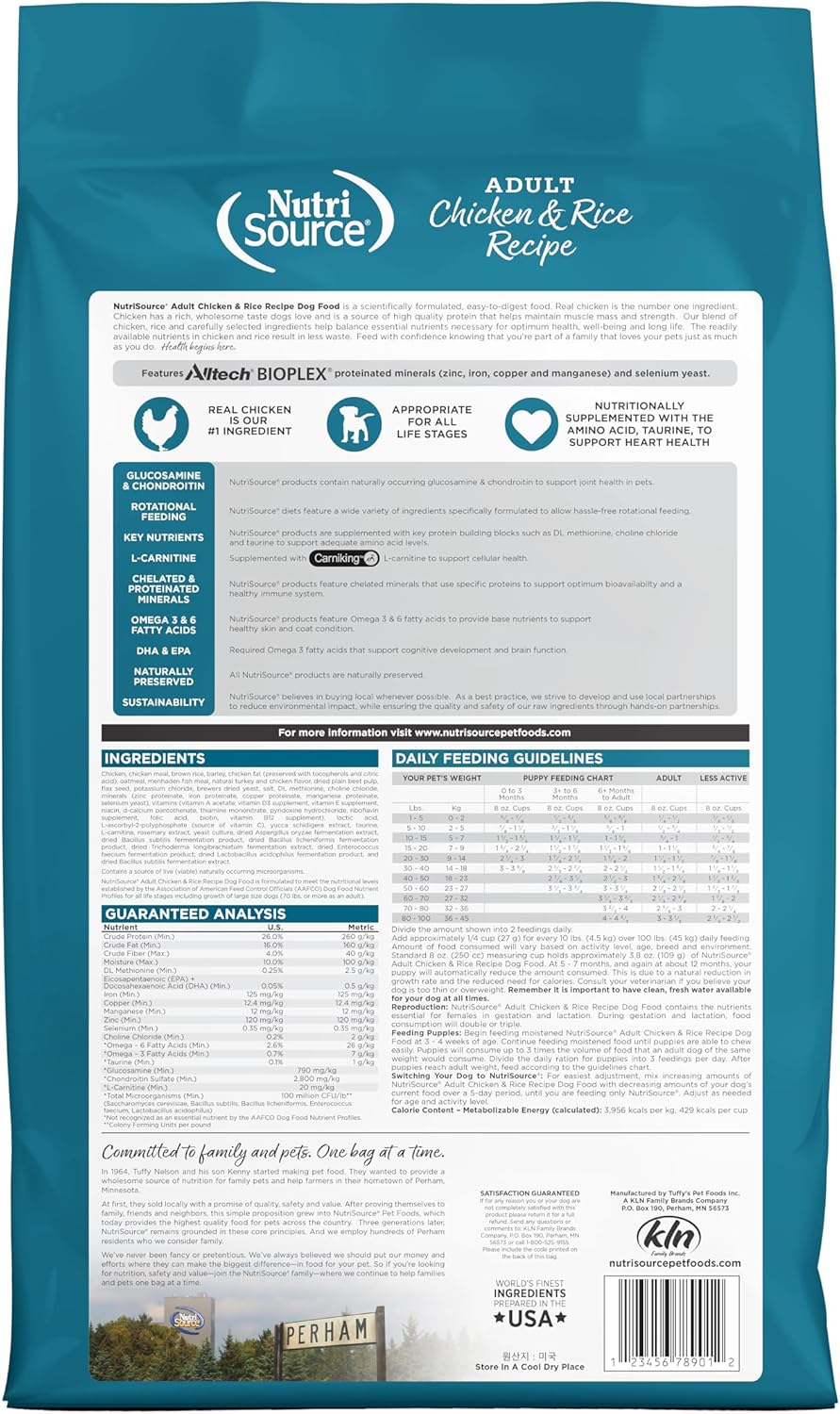 NutriSource Adult Dry Dog Food, Chicken and Rice, 12LB