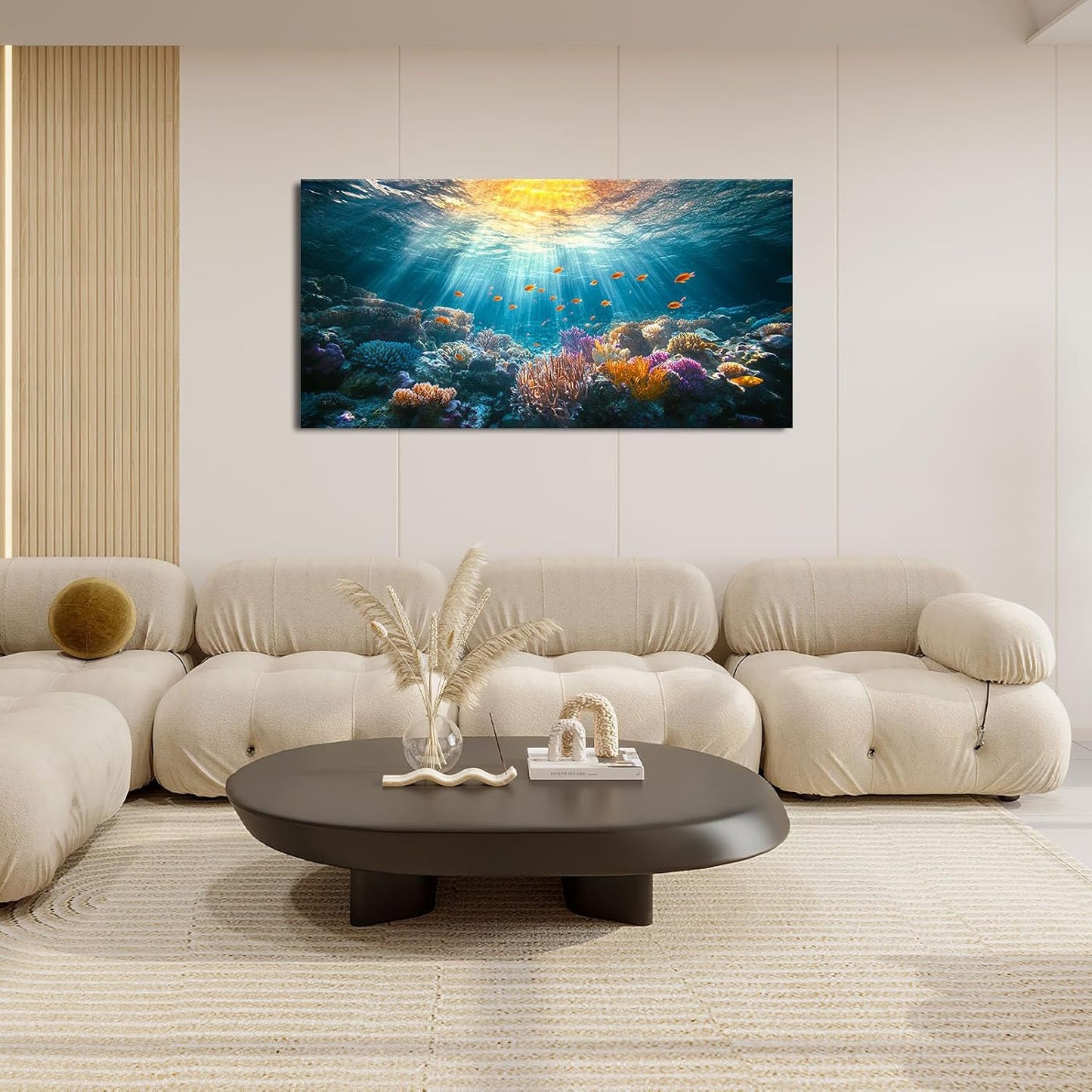 Quorin Ocean Large Wall Art Undersea Coral Reef Fish Pictures Sea Nautical Wall Decor Canvas Print Painting Artwork for Bathroom Living Room Bedroom 30"x60"