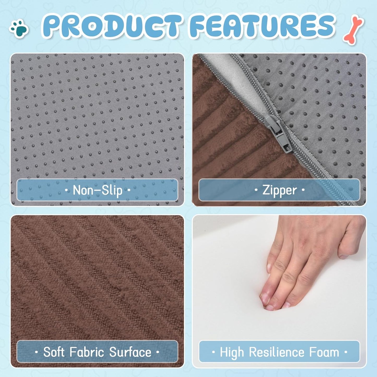 Dog Steps for Small Dogs, 4-Step Pet Ramp Stairs for High Beds and Sofa, Non-Slip Pet Stairs for Small Dogs and Cats, Removable and Easy to Clean Cover, Coffee