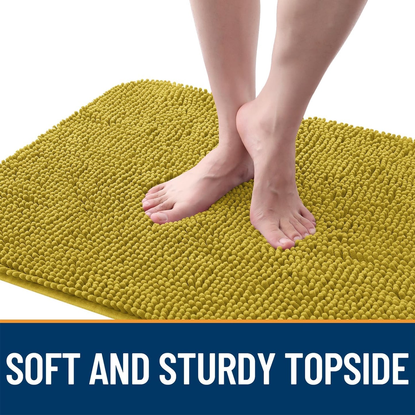 OLANLY Dog Door Mat for Muddy Paws 30x20, Absorbs Moisture and Dirt, Absorbent Non-Slip Washable Doormat, Quick Dry Chenille Mud Mat, Entry Indoor Entryway Carpet for Inside Floor, Mustard Yellow