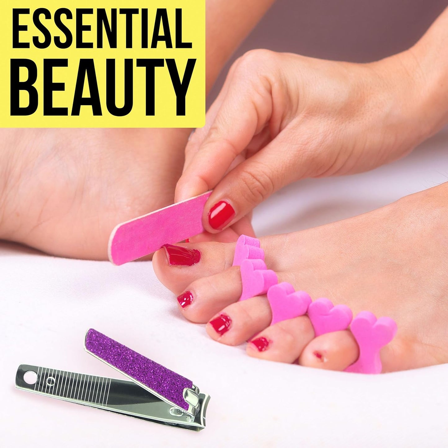 Nail Clippers Set - 2pc Purple Glitter Nail Clipper Value Pack, Big & Small Precision Nail Clippers Pack, Essential Manicure & Pedicure Tools