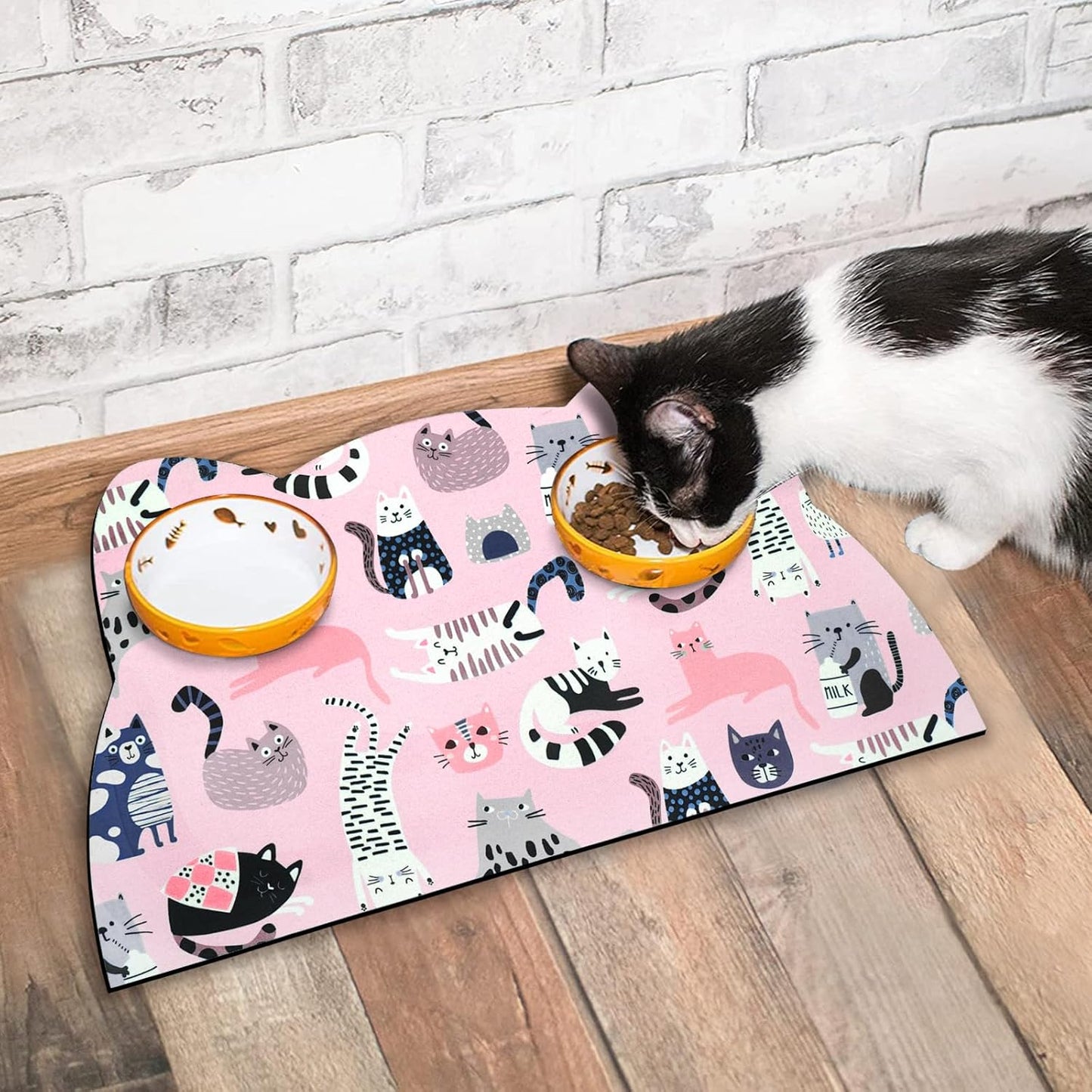 Cat Food Mats for Floor, Dog Water Bowl Mats Pet Feeding Absorbent Placemats for Food and Water Pink 23.6 * 13.7 inch