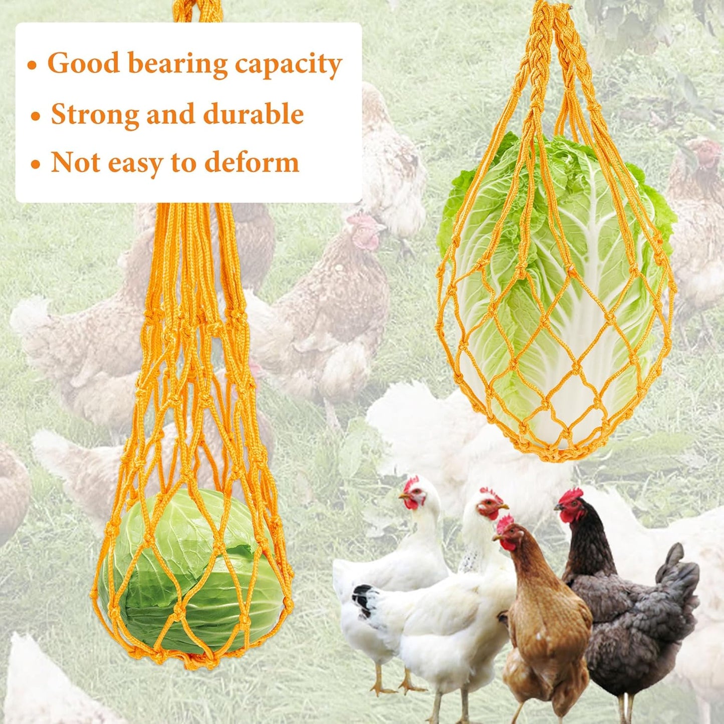 6 PCS Chicken Toys for Coop, 2PCS Chicken Mirror Toys 2 PCS Hanging Vegetable Fruits Feeders and 2 PCS Beak Grinding Molar Stones with Bell for Hen Birds Parrots