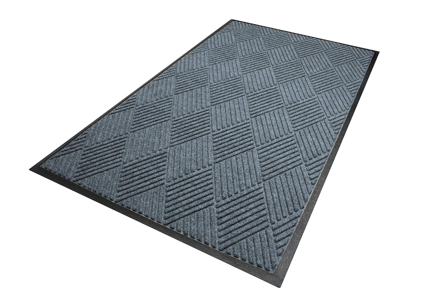 WaterHog Diamond | Commercial-Grade Entrance Mat with Rubber Border – Indoor/Outdoor, Quick Drying, Stain Resistant Door Mat (Bluestone, 3' x 12')
