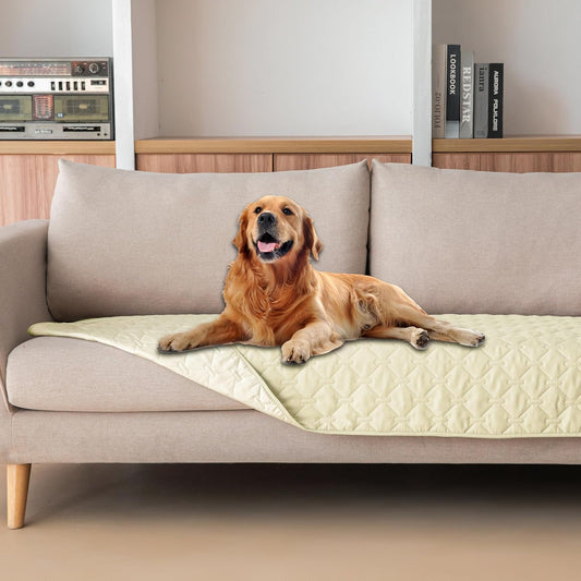gogobunny 100% Double-Sided Waterproof Dog Bed Cover Pet Blanket Sofa Couch Furniture Protector for Puppy Large Dog Cat, Reversible (30x70 Inch (Pack of 1), Dark Cream/Light Cream)