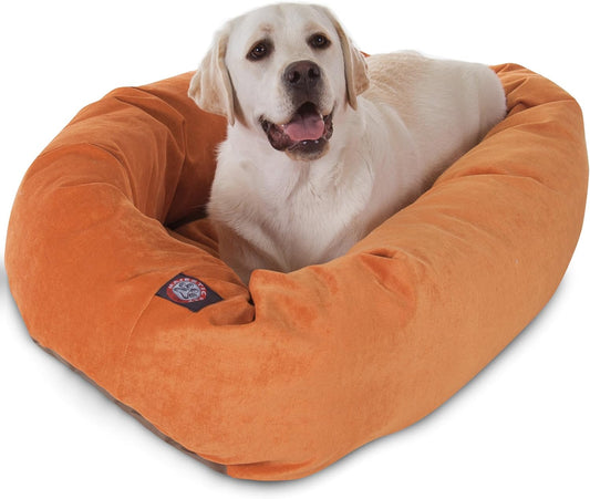 Majestic Pet Villa 40 Inch Shredded Memory Foam Dog Bed for Large Sized Dogs 40x29x9 Inch–Orthopedic Dog Bed with Removable Washable Cover-Washable Large Pet Bed with Head Support-Orange
