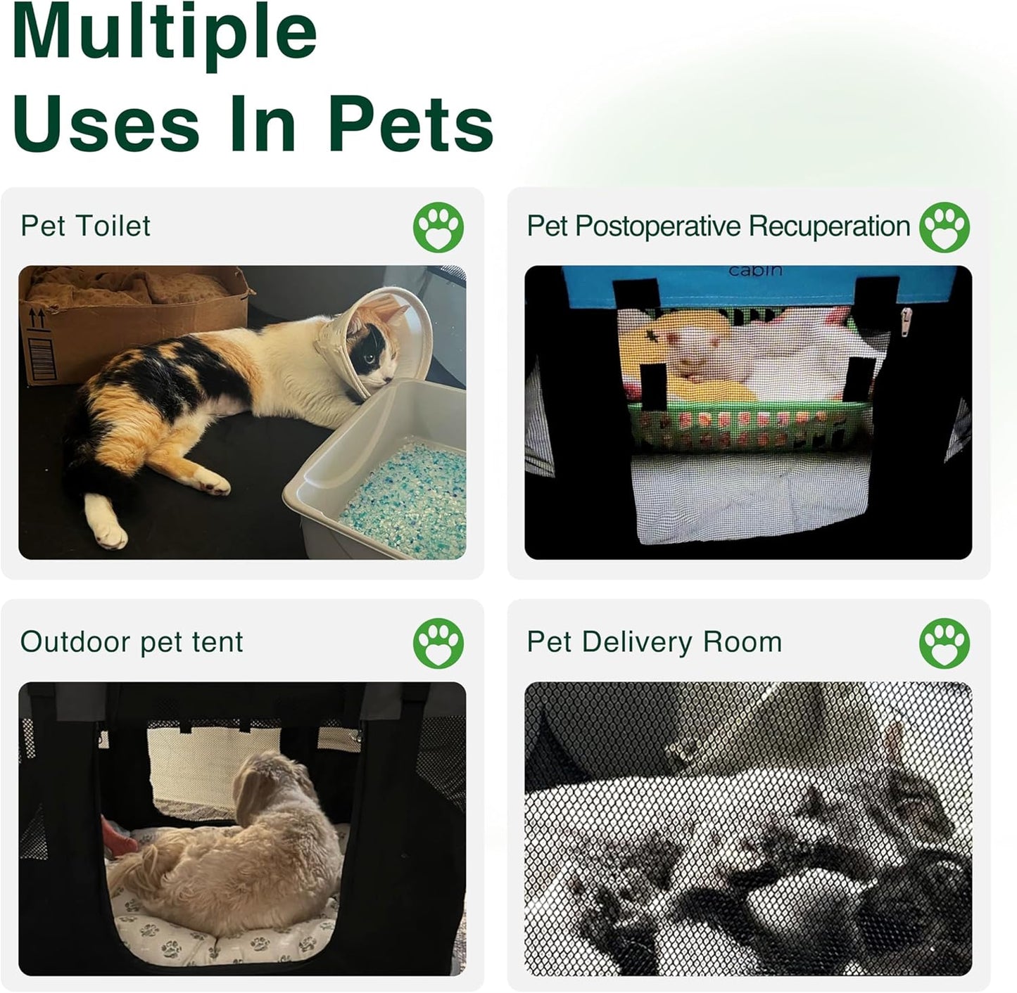 Love's Cabin Medium Dog Tent Crate, Portable Foldable Pop Up Dog Kennel Playpen with Carrying Case (Green)