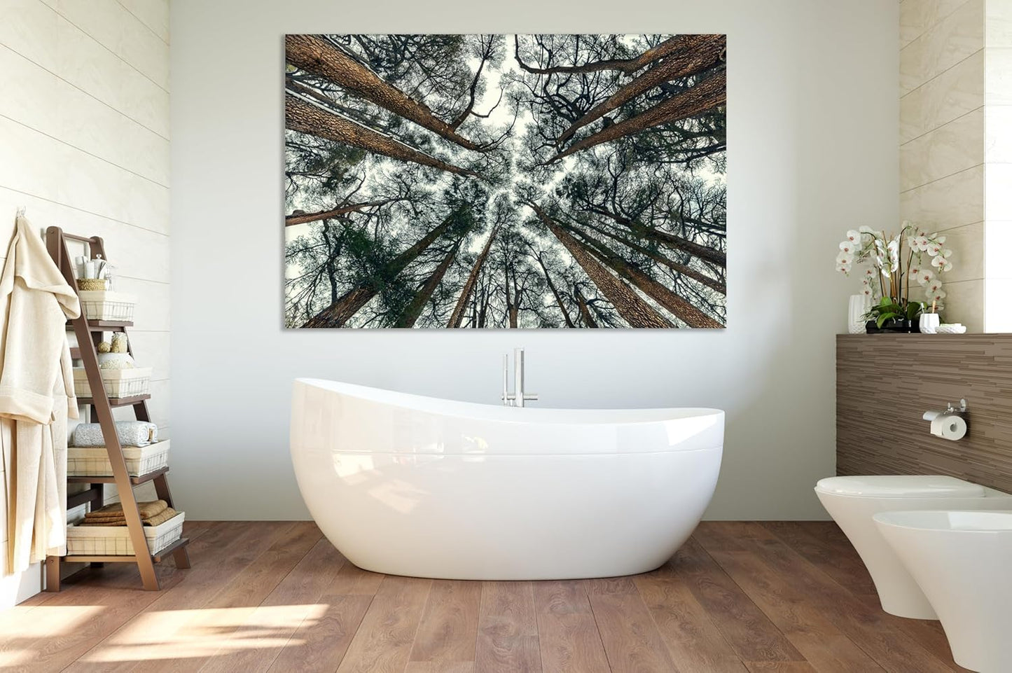 Nature Wall Art Prints - Ocean Forest Mountain Lake Canvas Landscapes - Small to Extra Large Living Room Bedroom Kitchen Bathroom Décor (Trees and Sky, 31L" x 47W")