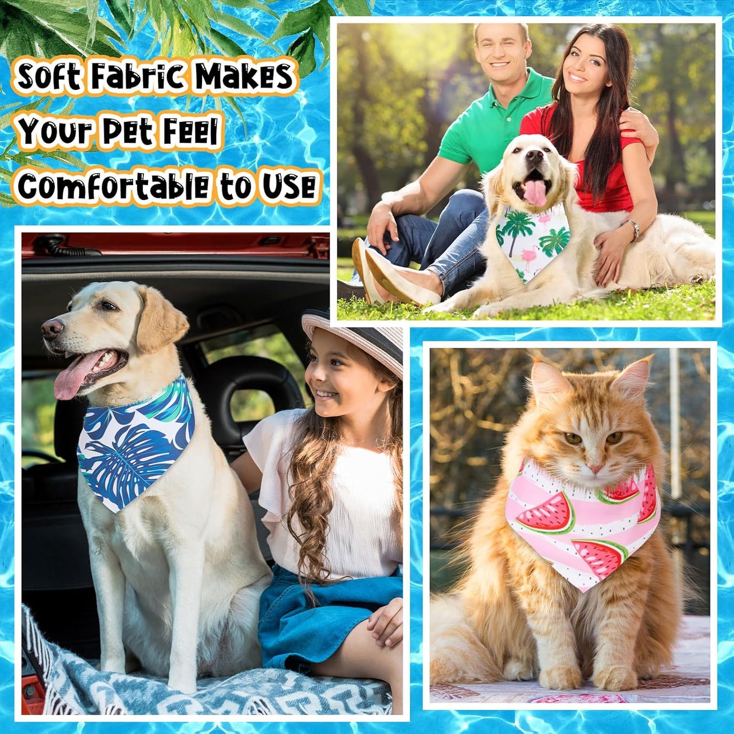 Reginary 72 Pack Summer Bandanas - Triangle Scarf Bibs for Dogs - Adjustable Dog Bandana for Pet Costume Accessories (Classic)