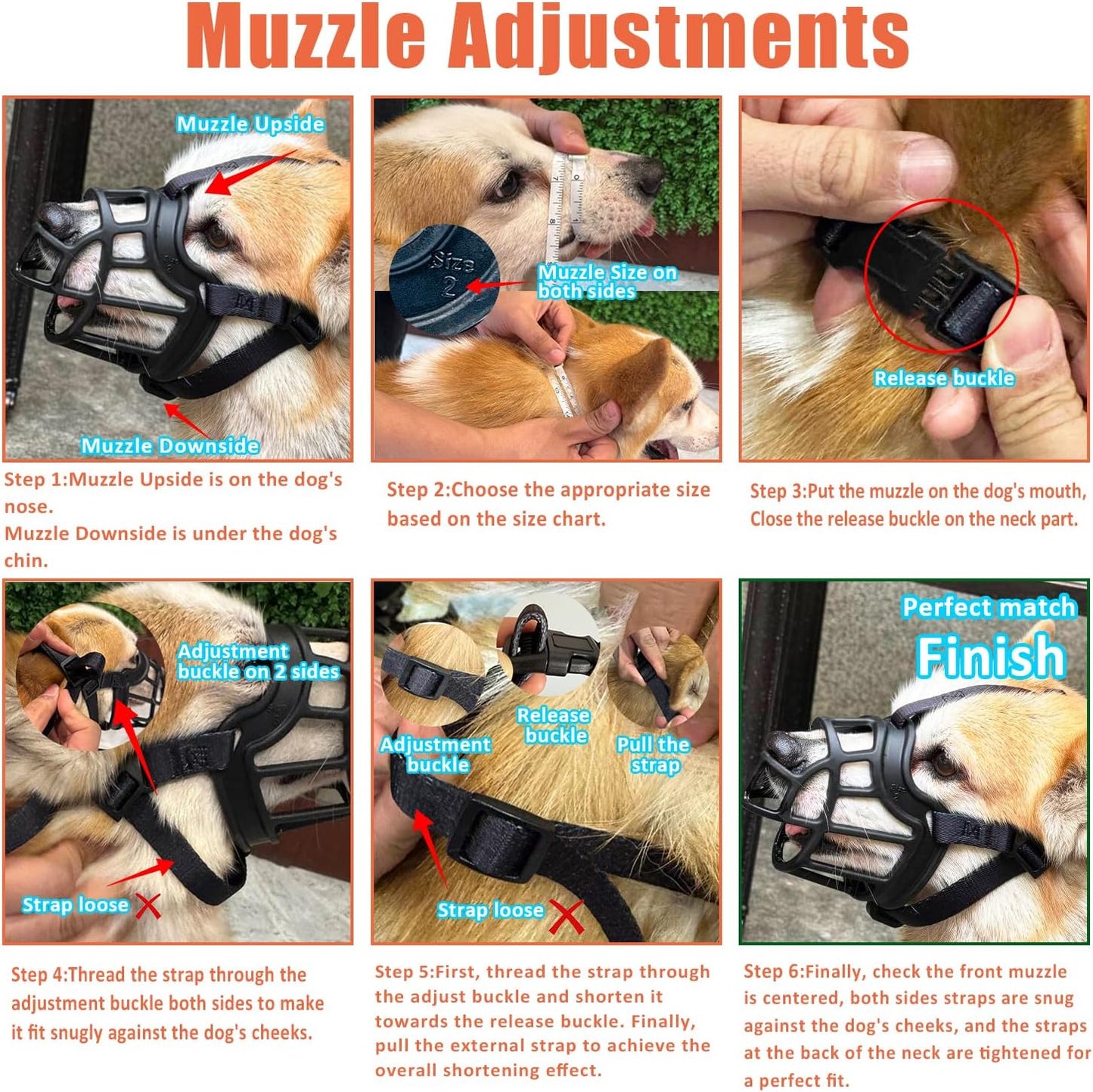 Dog Muzzle, Basket Muzzle Anti Biting Chewing, Sturdy Lightweight Muzzle Allows Panting Drinking, Cage Muzzle for Small Medium Large Dogs, Suitable for Grooming Trimming Training (Size 5)