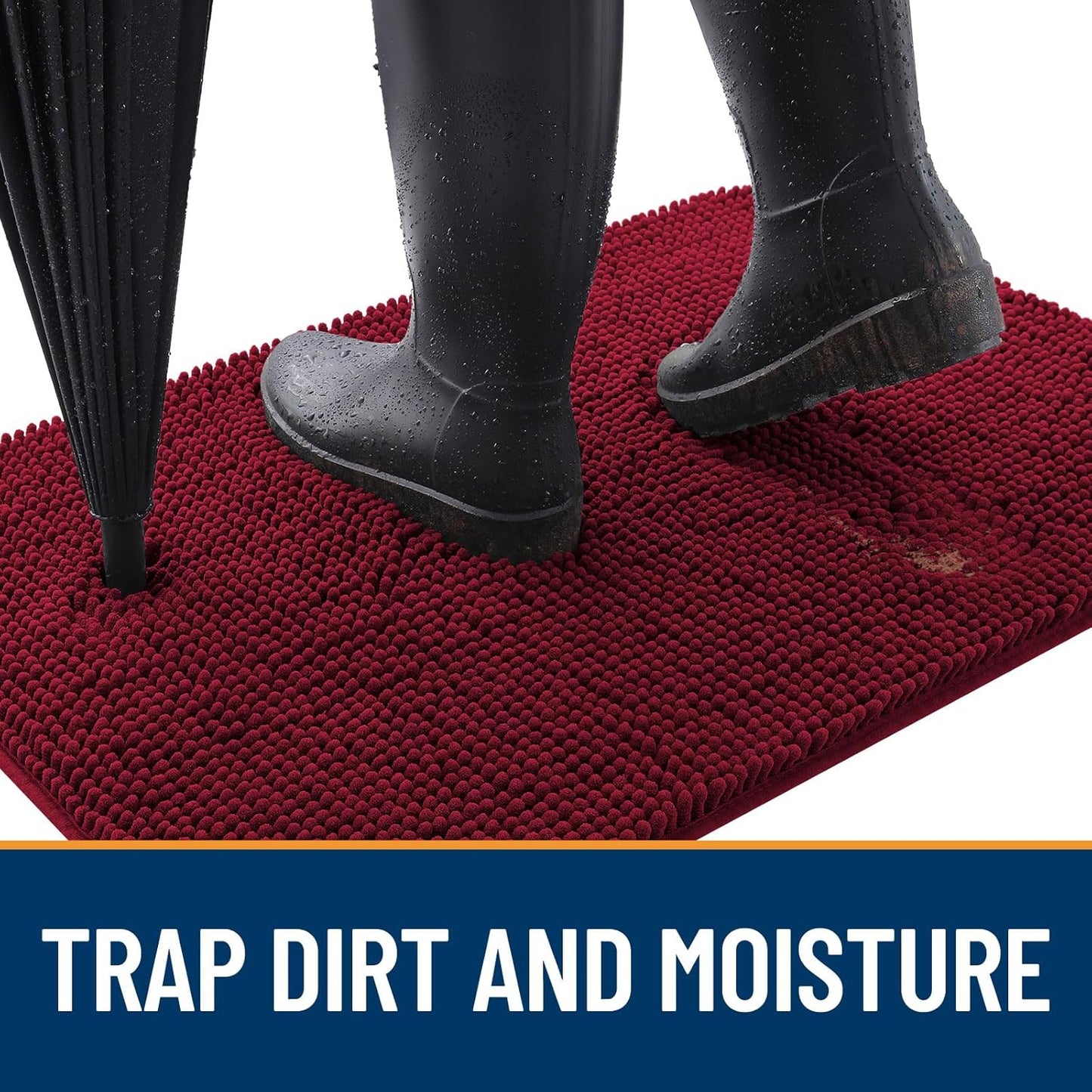 OLANLY Dog Door Mat for Muddy Paws 24x16, Absorbs Moisture and Dirt, Absorbent Non-Slip Washable Doormat, Quick Dry Chenille Mud Mat for Dogs, Entry Indoor Entryway Carpet for Inside Floor, Burgundy