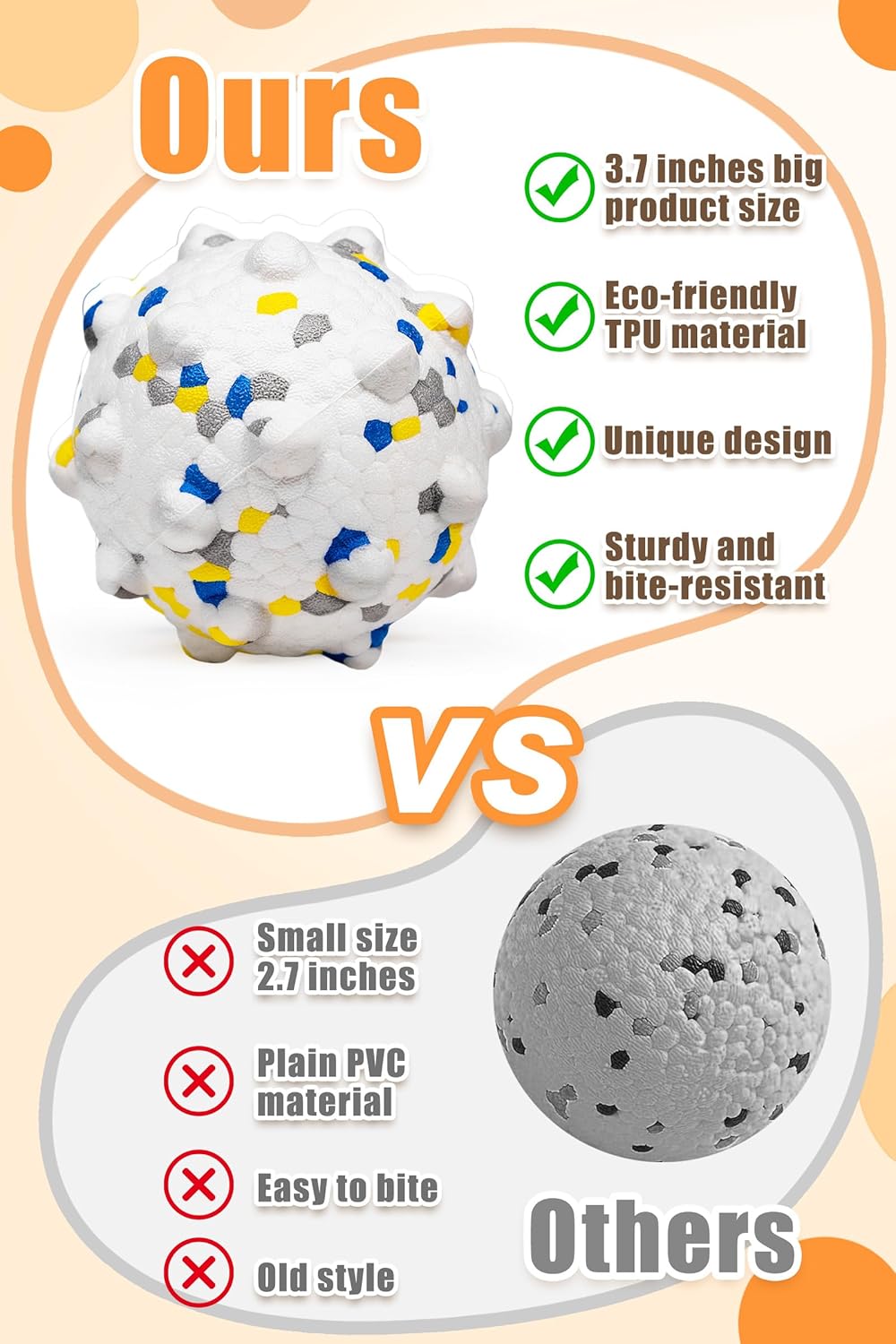 Dog Tennis Balls for Aggressive Chewers, Indestructible Durable Bouncy Interactive Toy for Dogs Fetch Game Lightweight Floating Outdoor Training(4Pcs Medium)