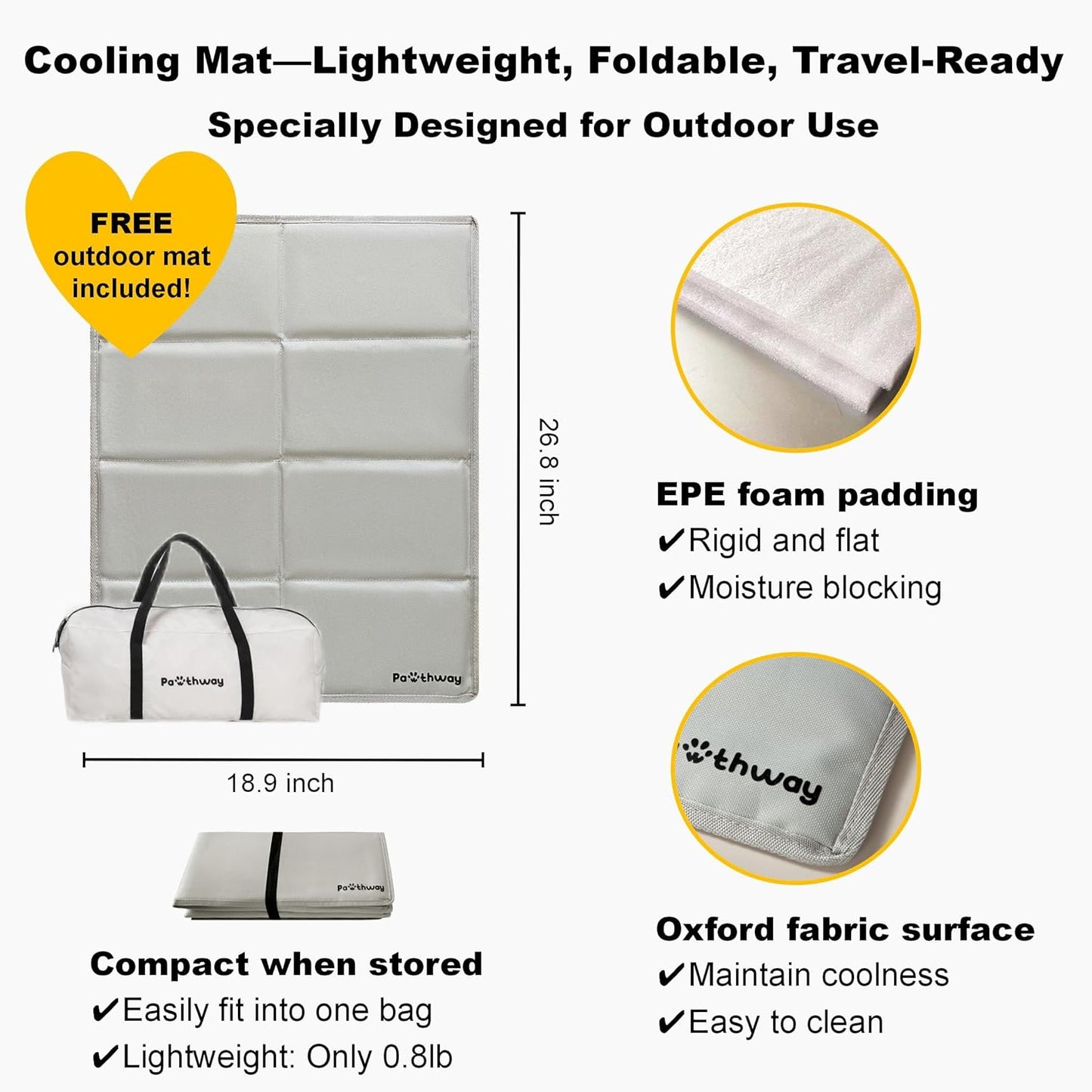 Dog Tent Cat Tent with Aluminum Poles and Camping Mat, Outdoor Waterproof Pet Tent with Zippered Mesh Door, Dog House, Cat House, Pet Playpen, Portable and Collapsible (White, Small)