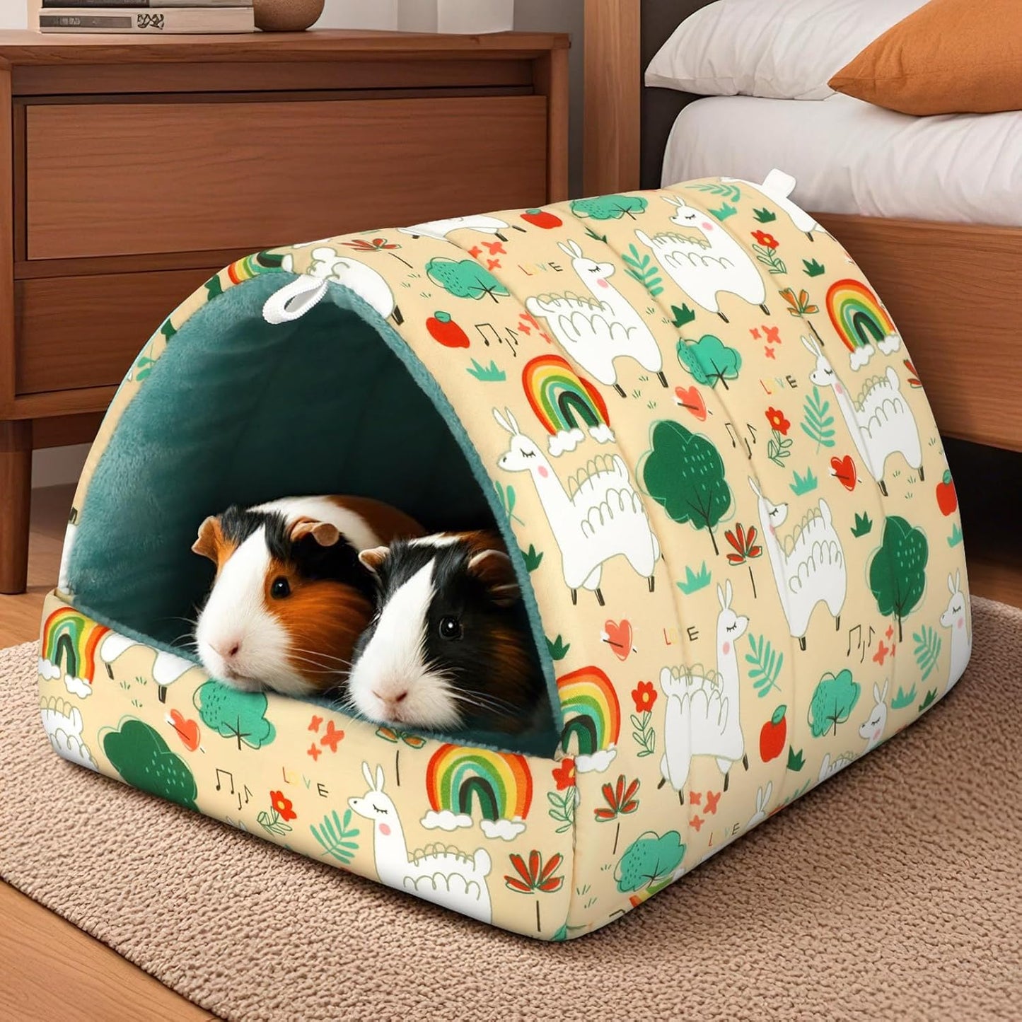 UPINS Guinea Pig Bed, Guinea Pig Hideout Washable Small Animal House Cage Accessories for Dwarf Rabbits Chinchillas Hamsters Hedgehogs Ferrets Bearded Dragons and Rats