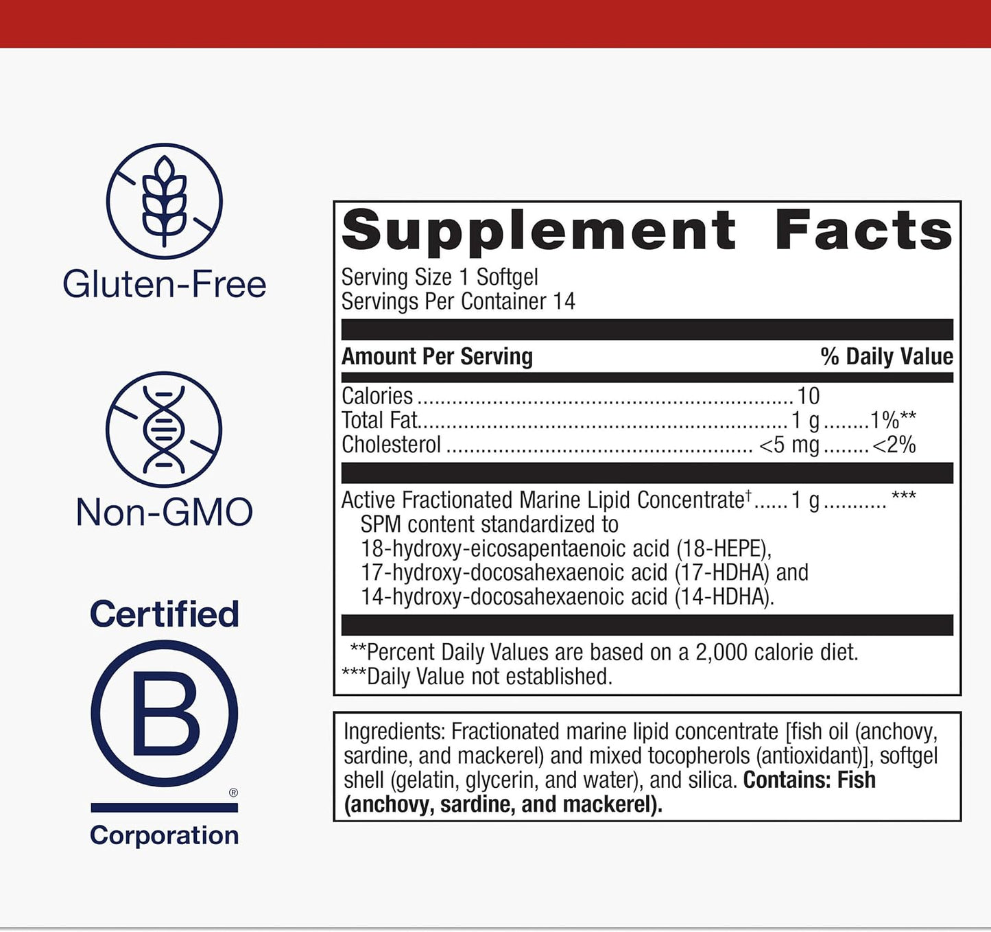 Metagenics SPM Active One Daily Supplement - Next Generation Omega Fish Oil with Pro Resolving Mediators for Joint Soreness & Soothing Relief* - Sustainably Sourced - Gluten-Free - 14 Softgels