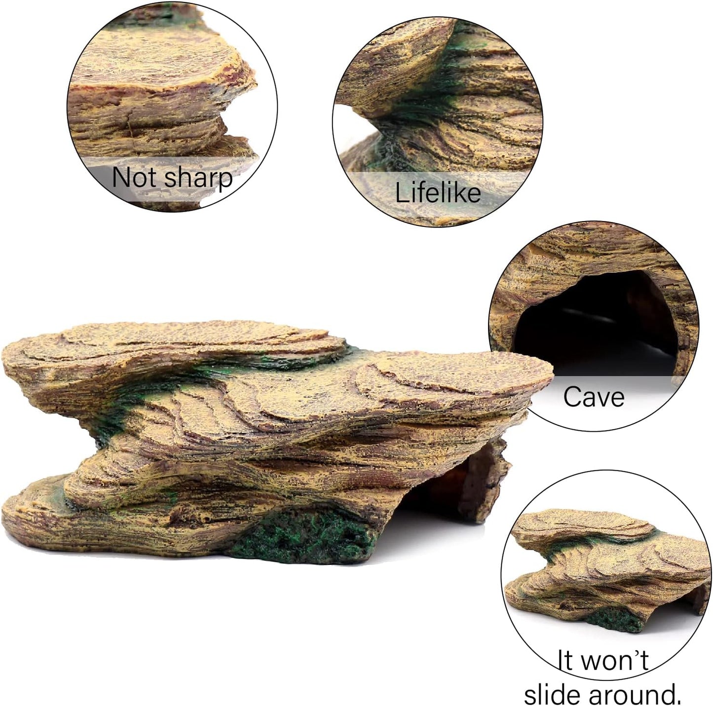 Turtle Basking Platform Shale Scape Step Ledge, Reptile Cave Hideout Turtle Tank Accessories Decorations, Great for Reptiles, Amphibians, Leopard Gecko, Bearded Dragons, Lizard, Frogs