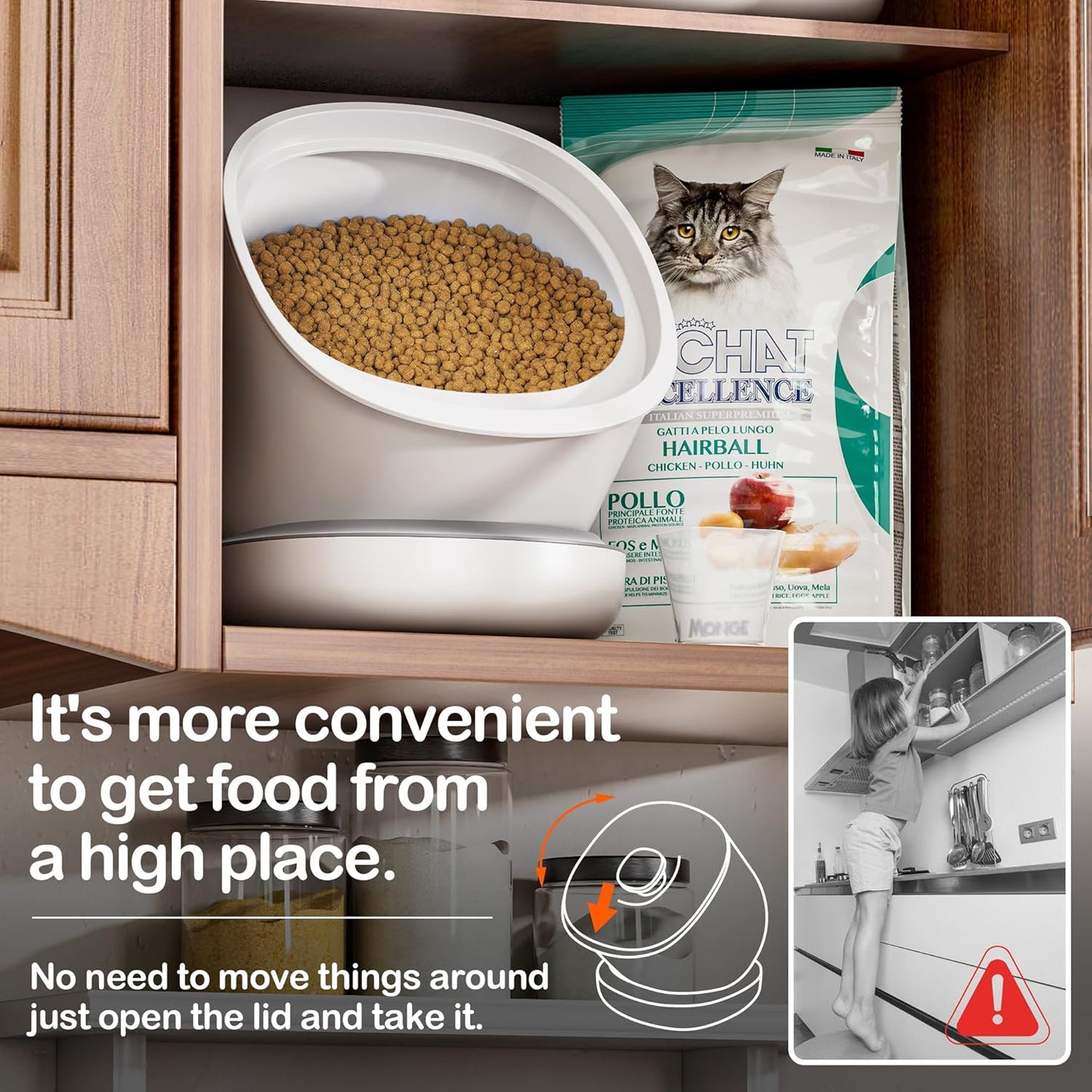 CTIME Airtight Pet Food Storage Container for Small Dog Cat Bird Treats & Dry Food to Keep Fresh -7.2L/2.2Gal (White)