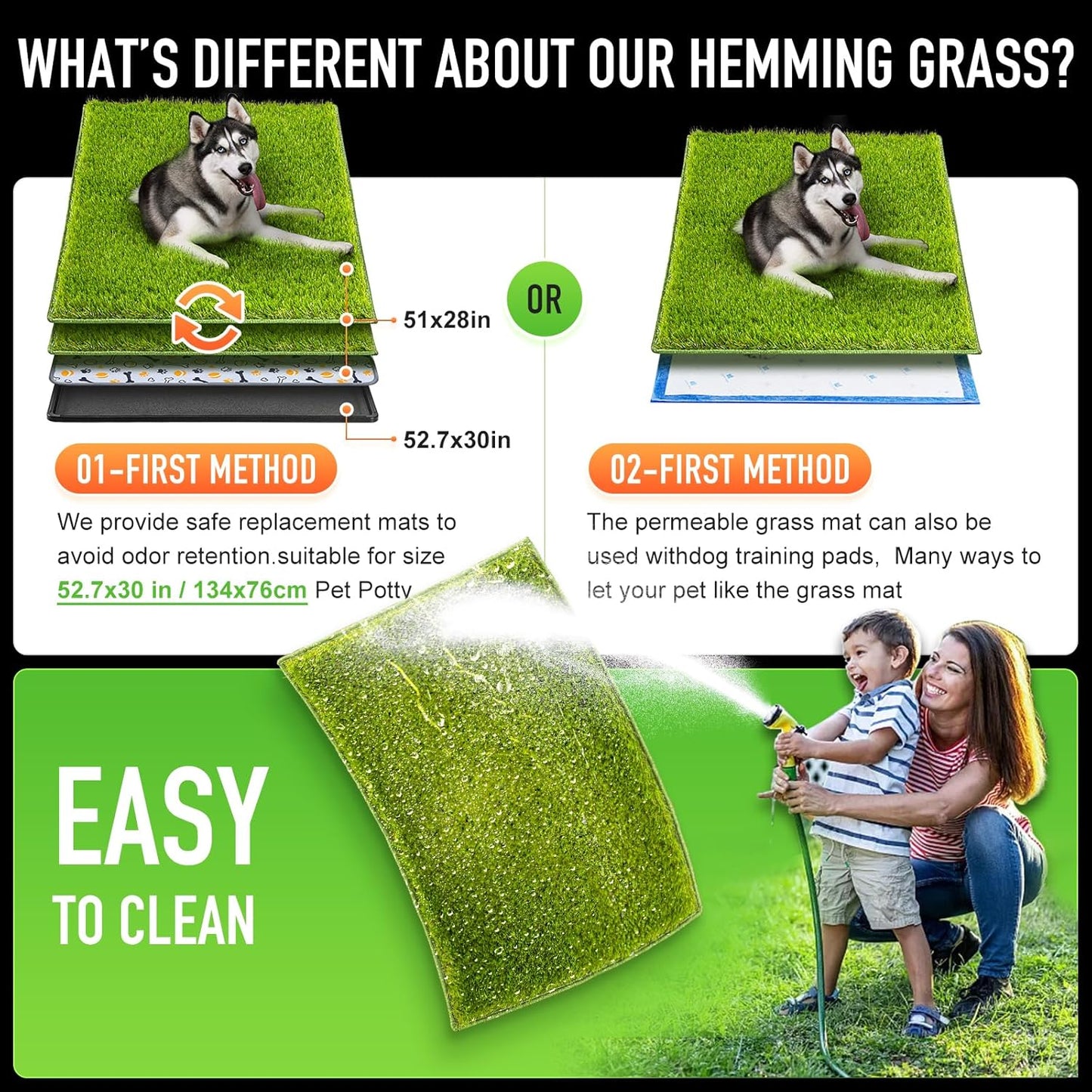 Hompet Artificial Grass for Dogs, 51"x28", Professional Dog Grass Mat, Easy to Clean with Drainage Holes, Potty Training Pad and Replacement Fake Grass Turf, Outdoor Rug Patio Lawn Decoration