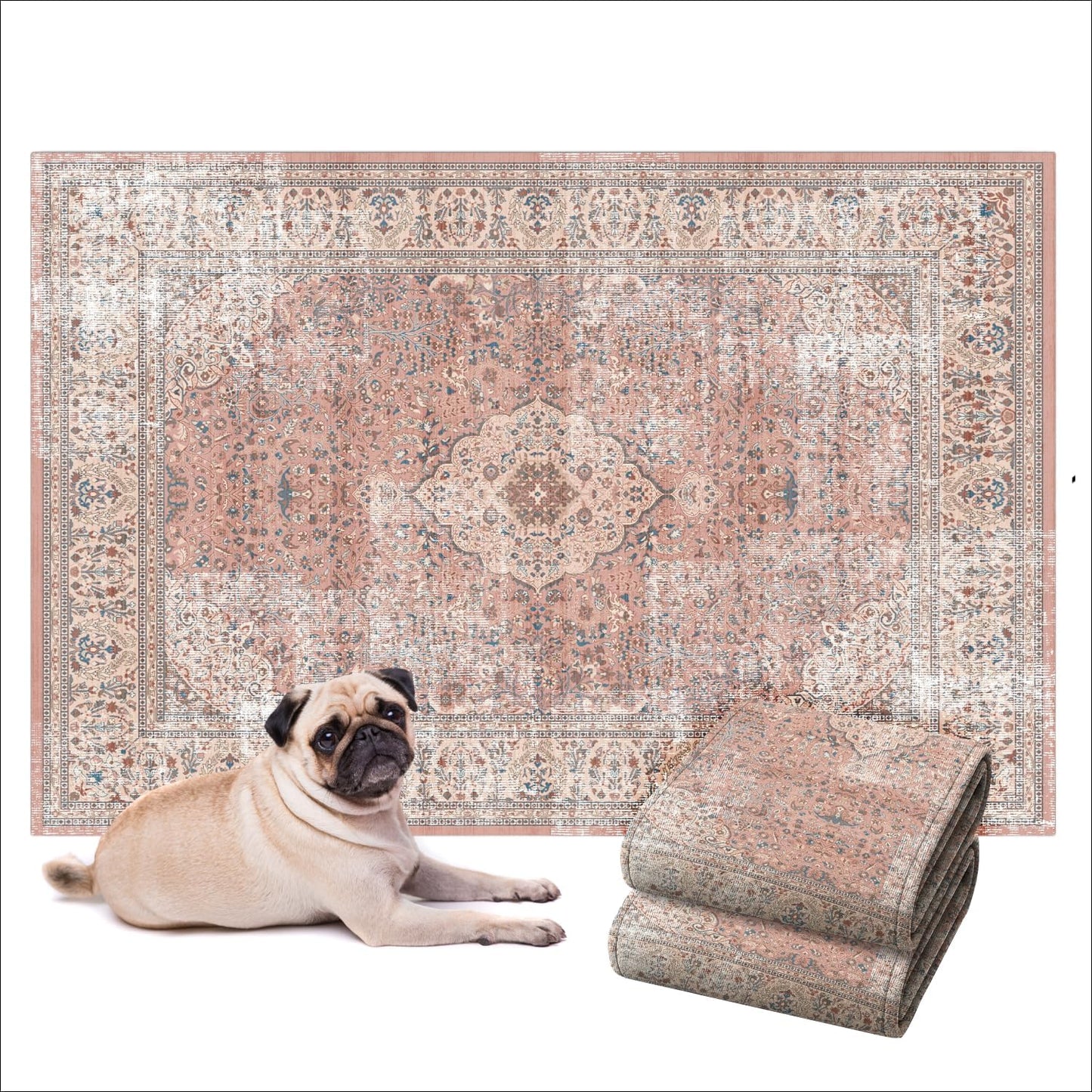 Lovewag Washable Pee Pads for Dogs - Decorative 24x16 Waterproof Dog Potty Pads - Non-Slip, Super Absorbent, Machine Washable - Stylish Floor Cover for Senior Dogs & Puppies - 2 Pack (Blushing Rose)