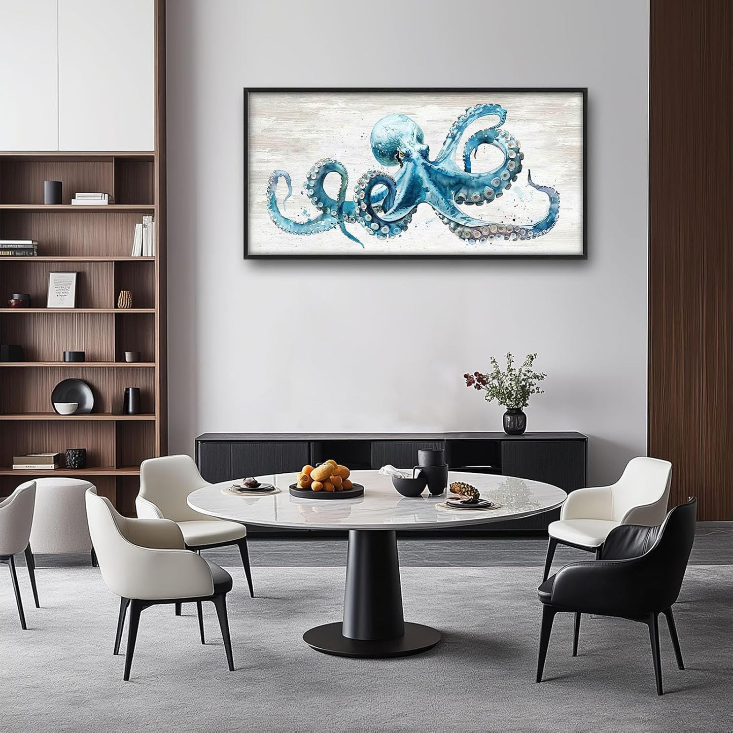 Octopus Large Wall Art Ocean Sea Nautical Pictures Rustic Blue Octopus Animal Wall Decor Canvas Print Painting Artwork for Bathroom Living Room Bedroom 60L" x 30W"