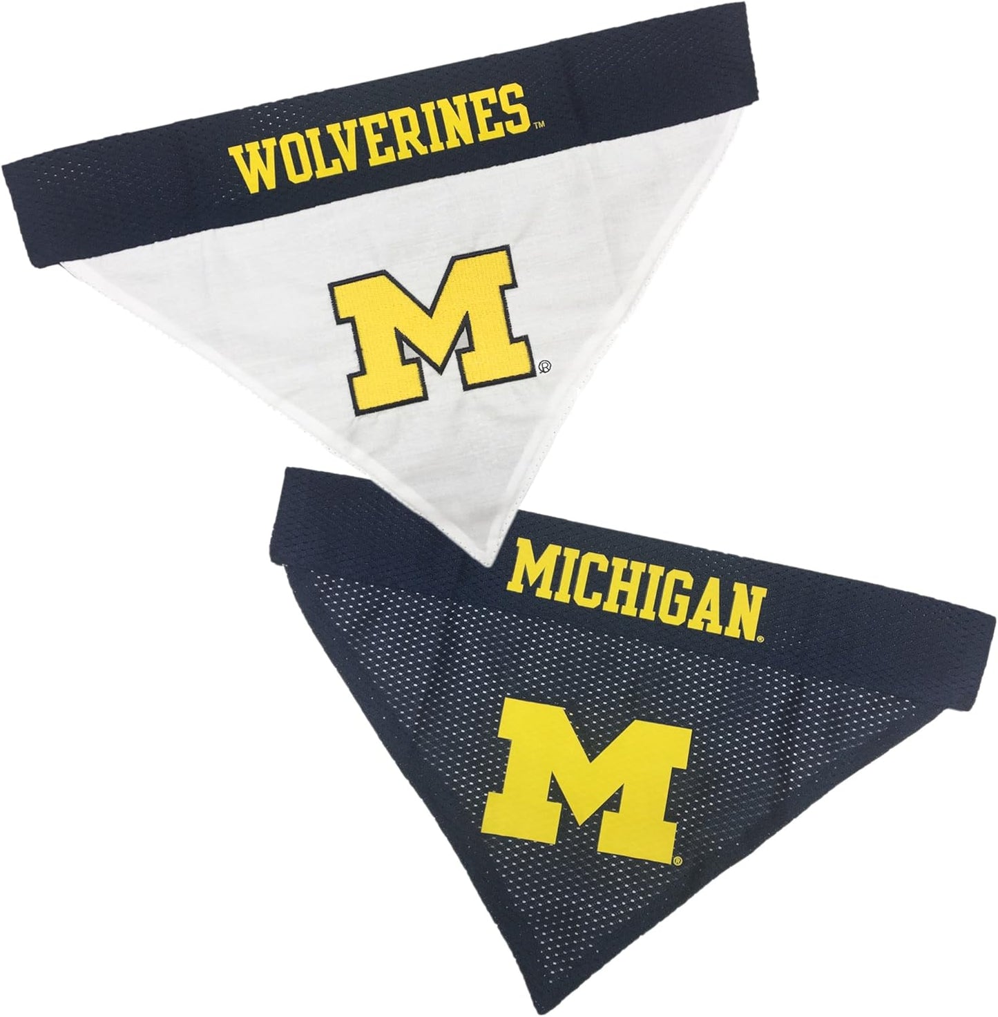 Pets First Collegiate Pet Accessories, Reversible Bandana, Michigan Wolverines, Large/X-Large,Black/White