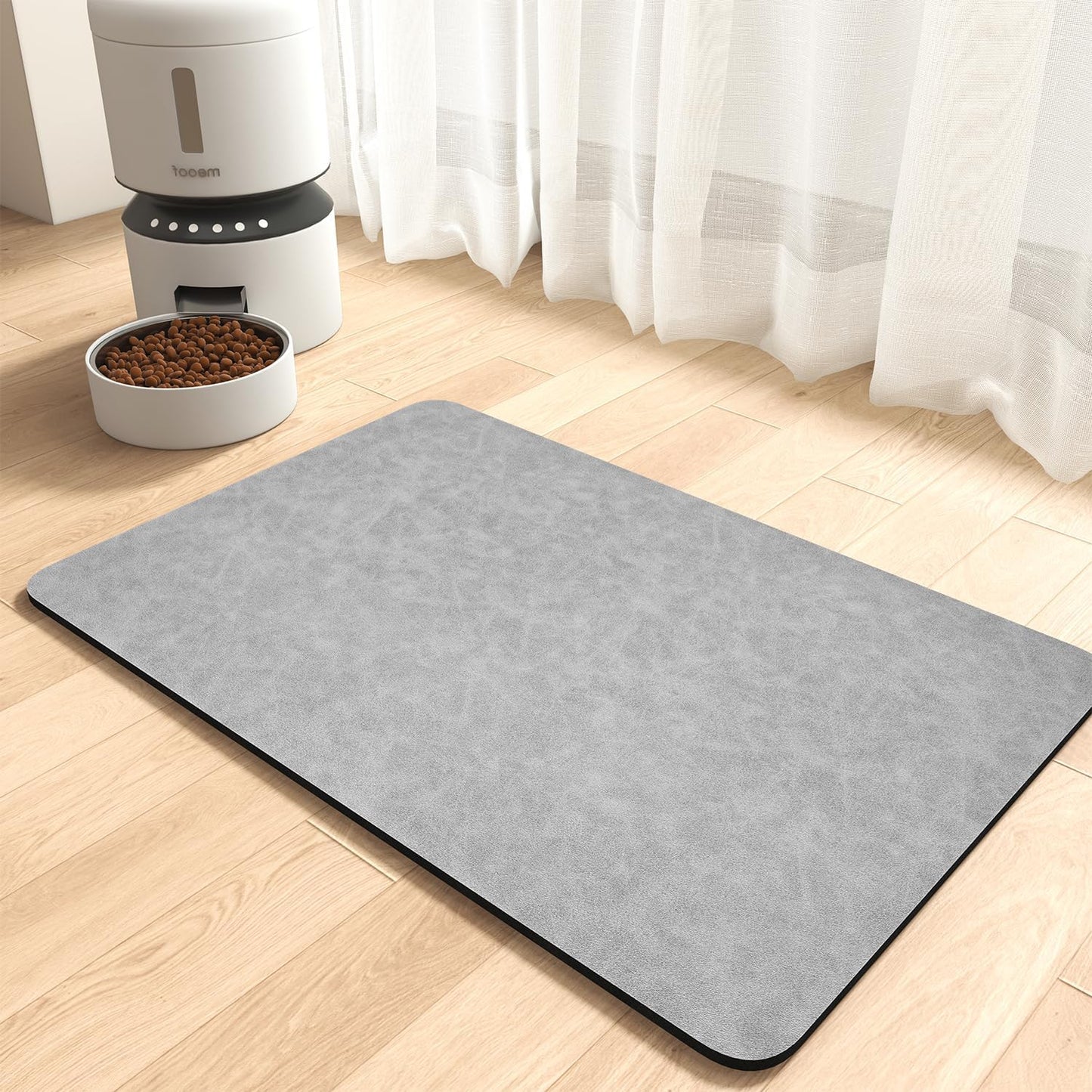 MontVoo-Absorbent Pet Feeding Mat-No Stains Pet Mat for Food and Water Bowl-Quick Dry Cat & Dog Food Mat Water Dispenser Mat-Pet Supplies Mat-Dog Water Bowl Mat for Messy Drinker Light Grey