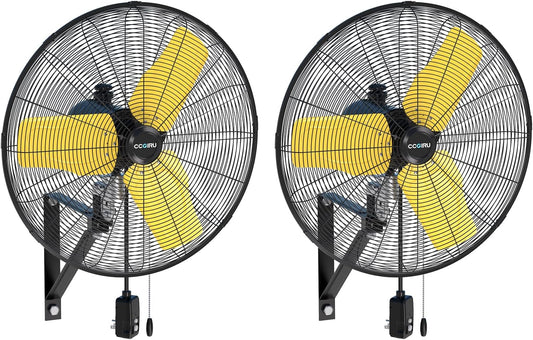 9000 CFM 24" Outdoor Oscillating Wall Fan with 2 Pack, High Velocity 3-Speed Waterproof Professional Outdoor Fan, Heavy Duty Industrial Wall Mount Fans for Commercial, Garage, Warehouse, UL Listed