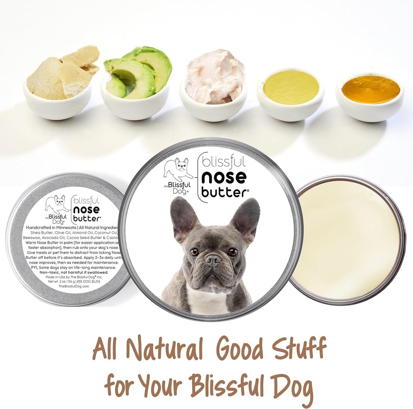 The Blissful Dog Blue French Bulldog Unscented Nose Butter - Dog Nose Butter, 4 Ounce