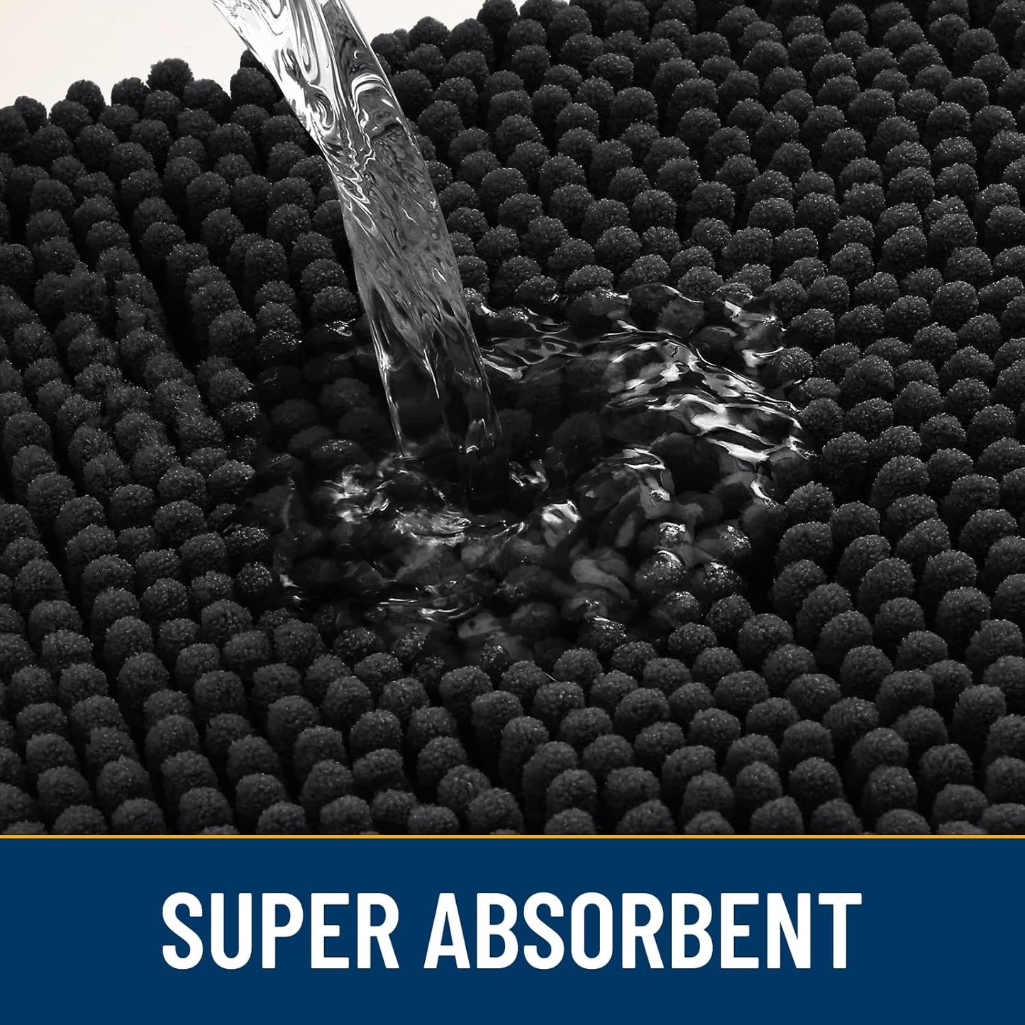 Smiry Dog Door Mat for Muddy Paws 40x32, Absorbs Moisture and Dirt Doormat, Non-Slip Washable Quick Dry Chenille Front Door Mat Indoor Entrance, Entryway Carpet for Inside Floor, Black